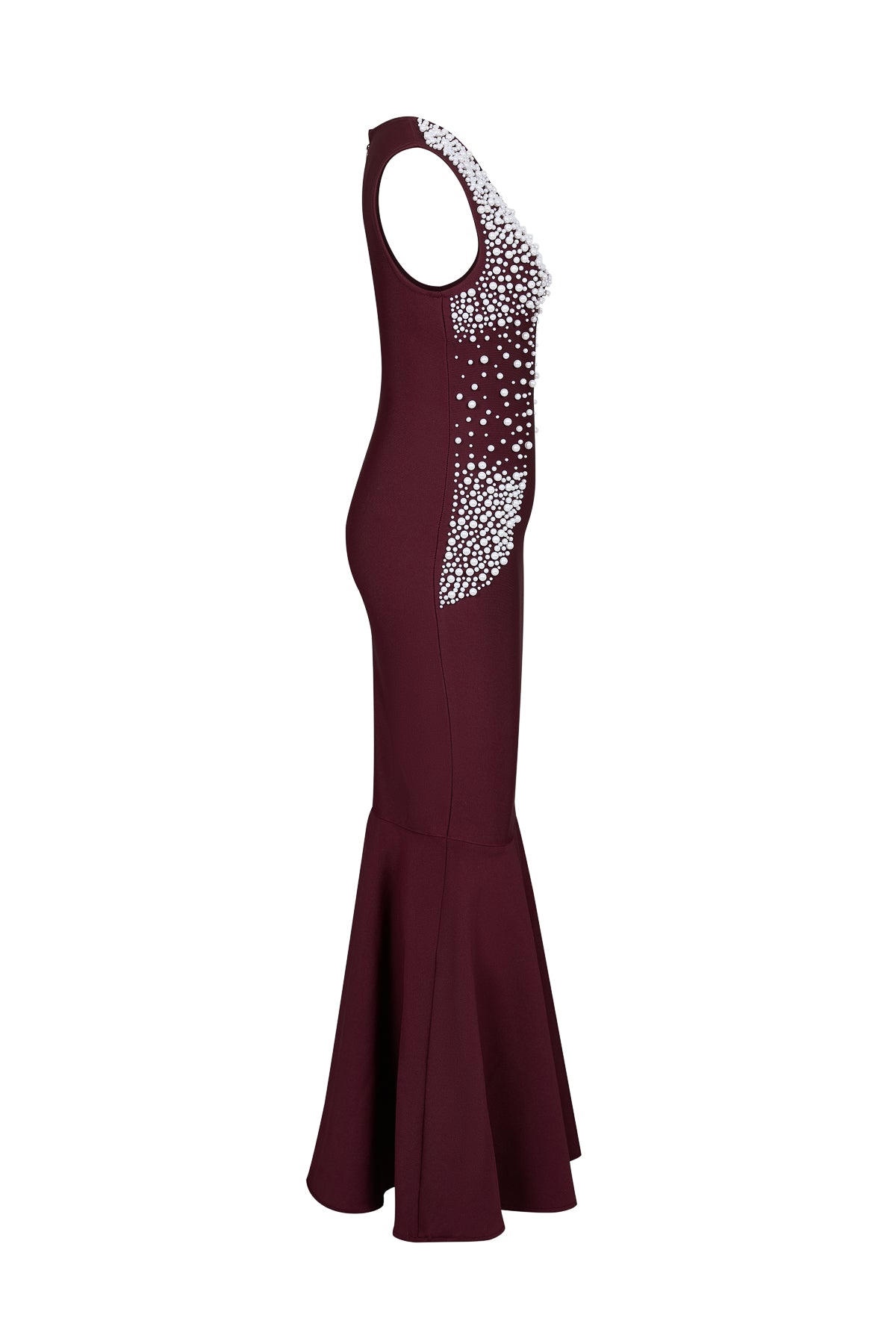 Bandage Pearl Embellished Sleeveless Mermaid Midi Dress