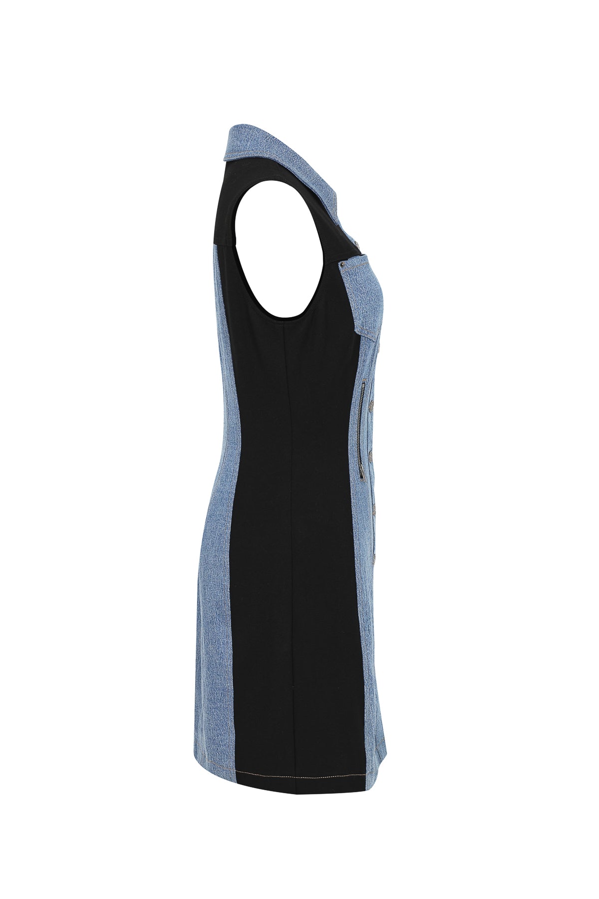 Genevieve Mixed Media Denim Mini Dress