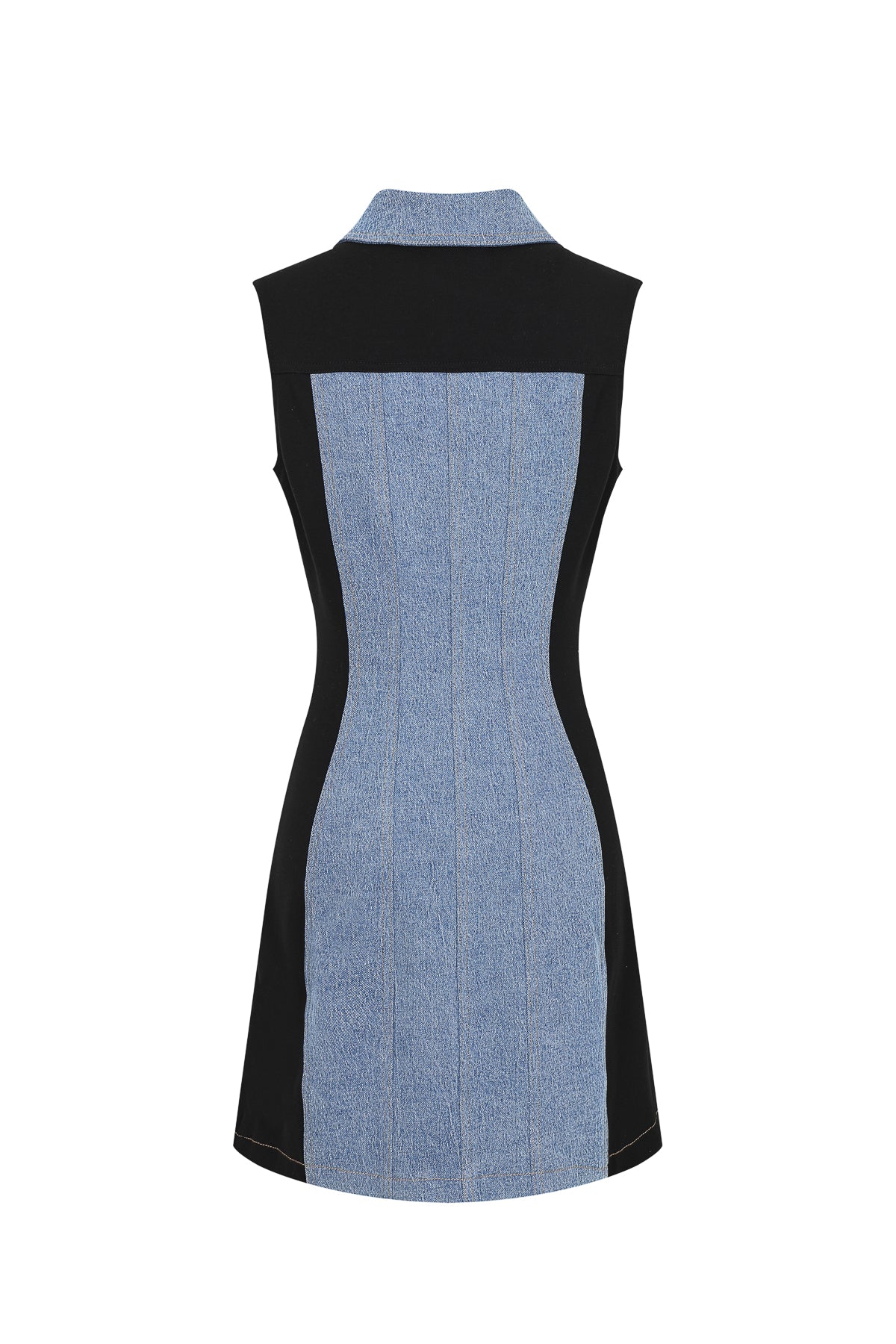Genevieve Mixed Media Denim Mini Dress