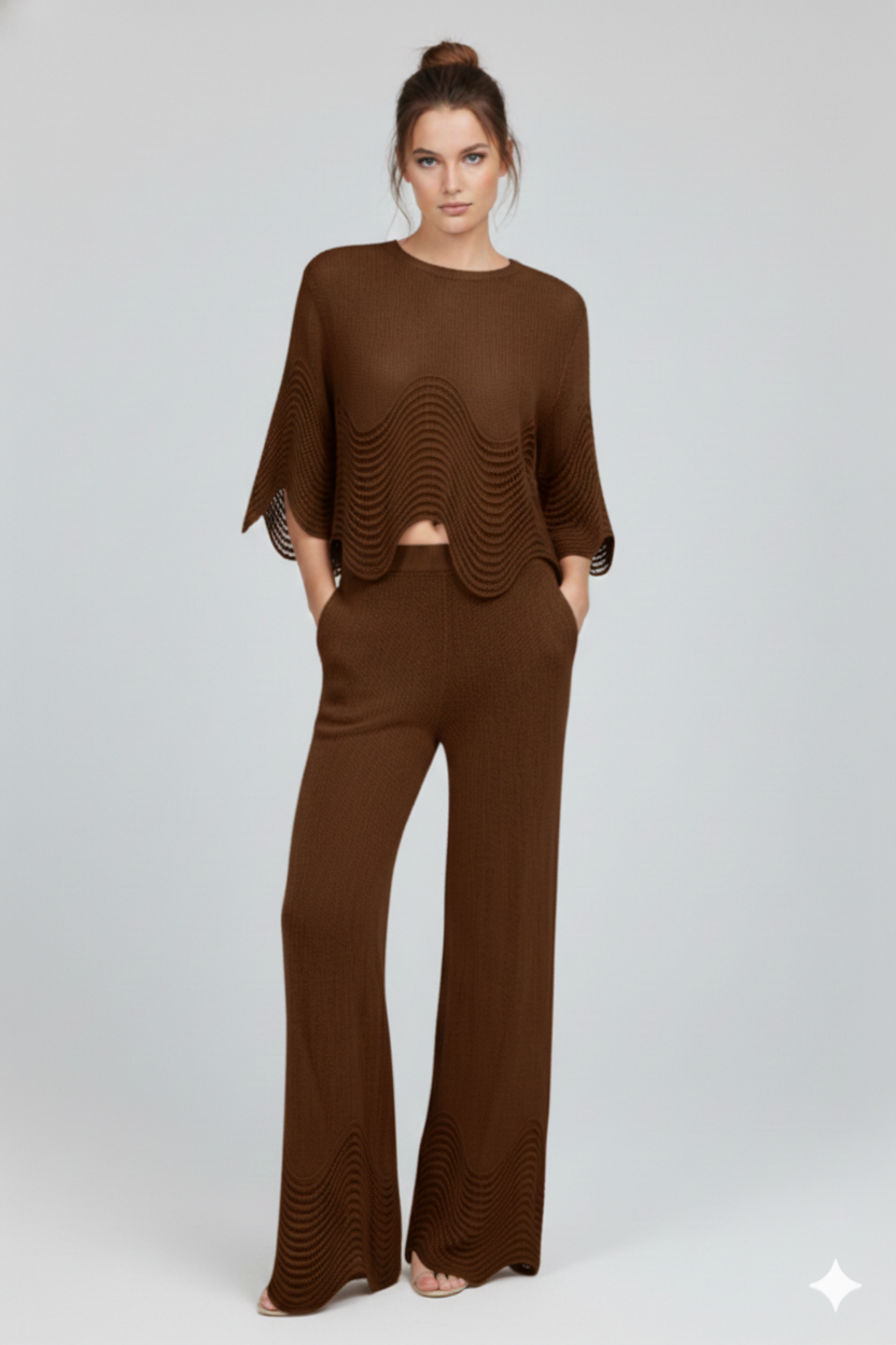 Wave trim Knit Pants