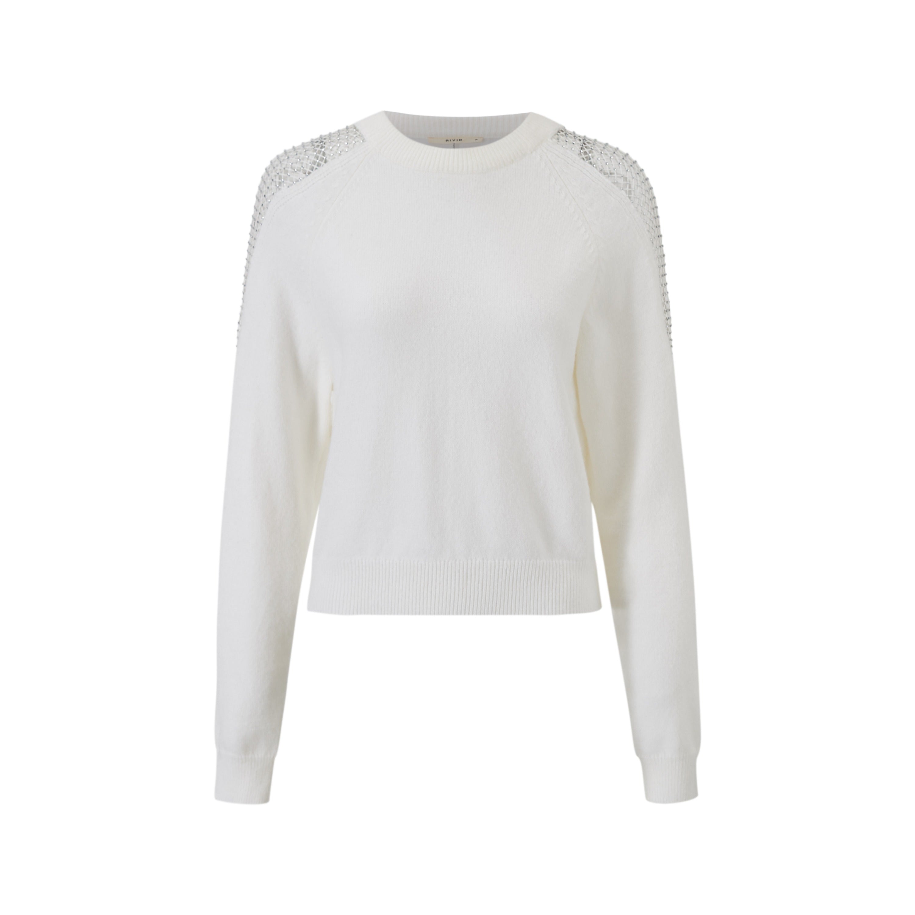 Knit Sweater with Mesh Embellished Shoulders