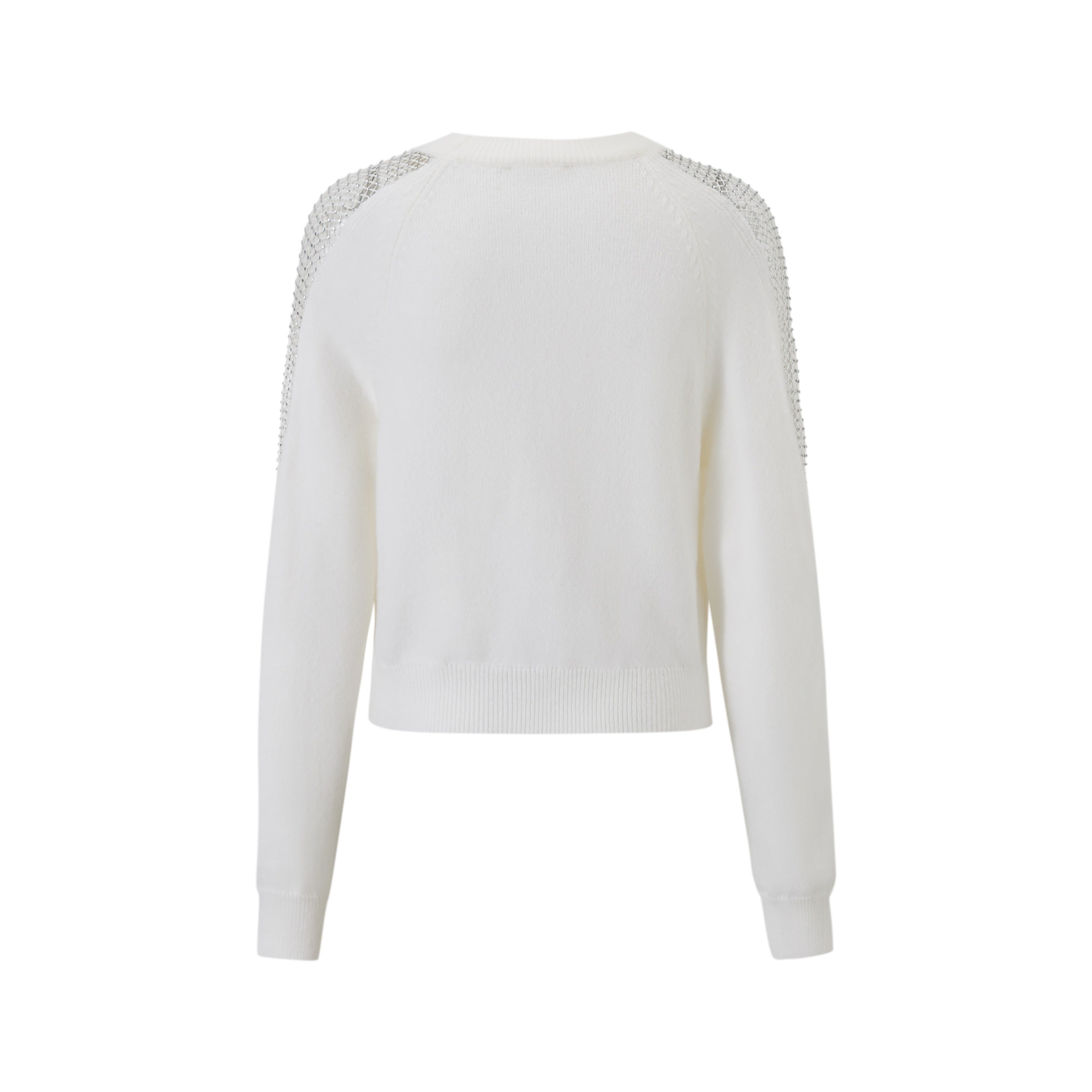 Knit Sweater with Mesh Embellished Shoulders