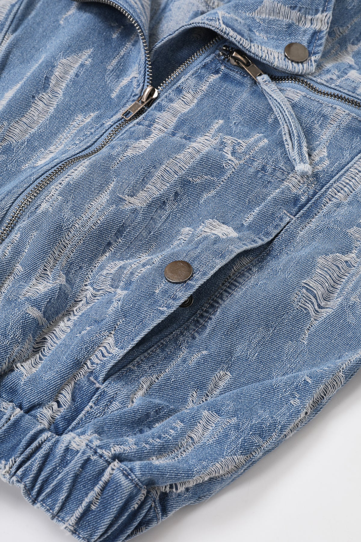 The Moto Denim Jacquard Utility Jacket