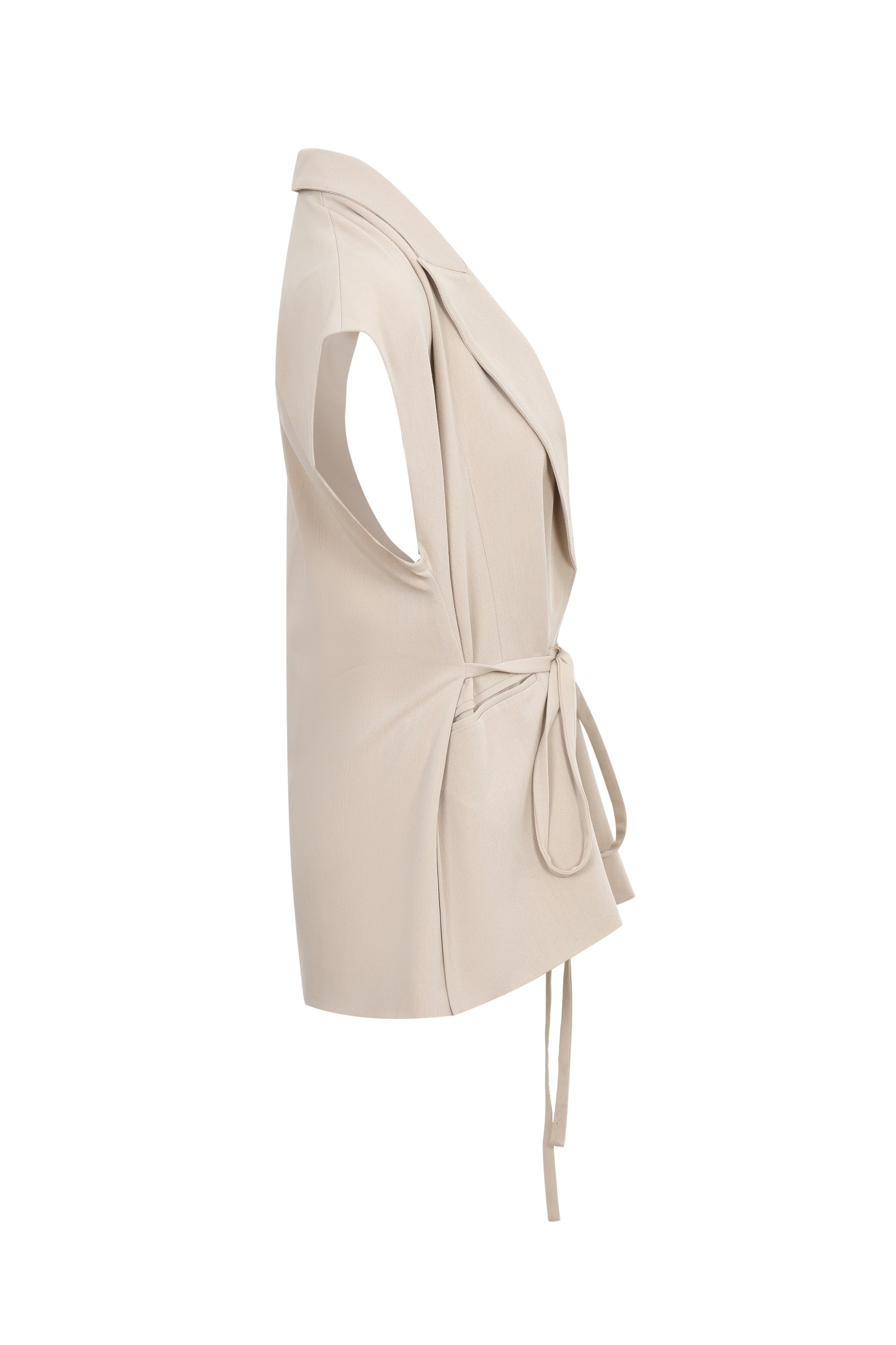 Essential Pintuck Woven Sleeveless Blazer Vest