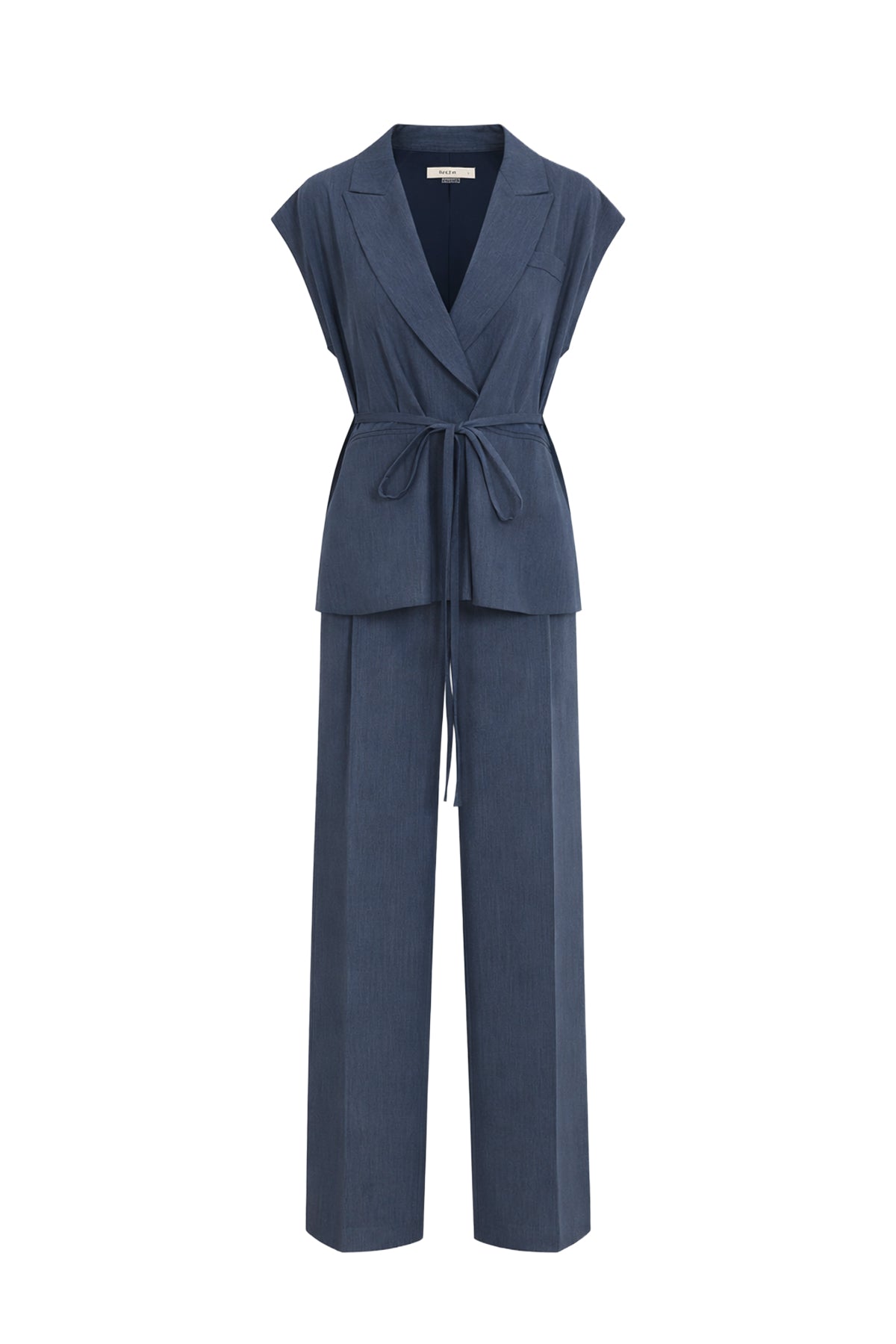 Essential Pintuck Woven Sleeveless Blazer Vest