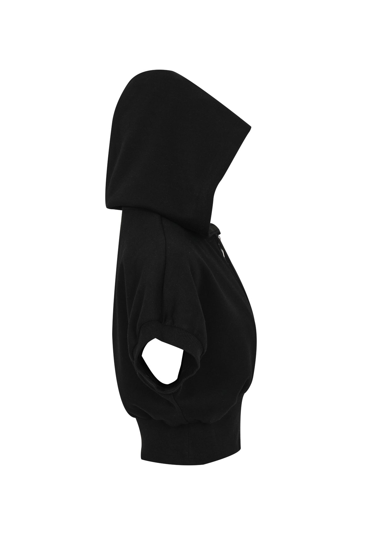 Elise Hooded Knit Dolman Short Sleeve Zip Hooded