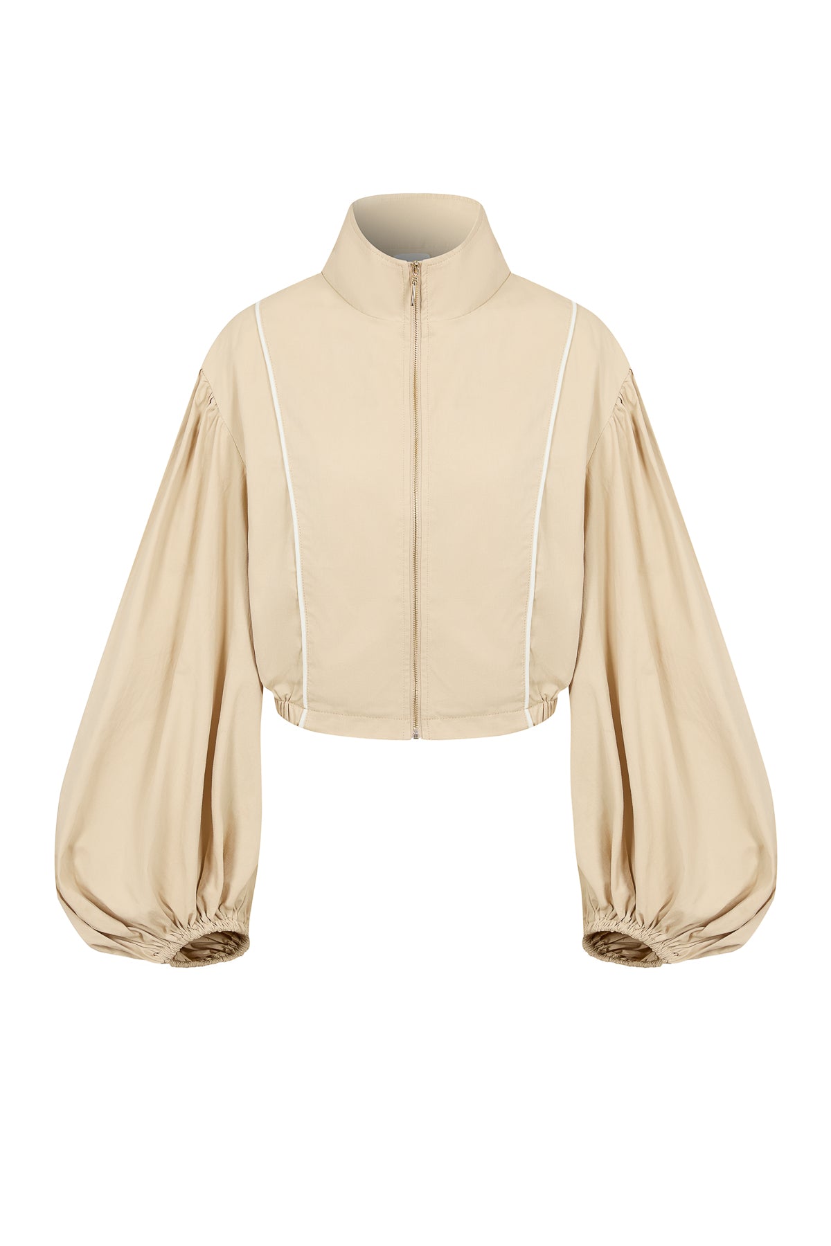 Super Puffed Sleeves Piping Detail Jacket