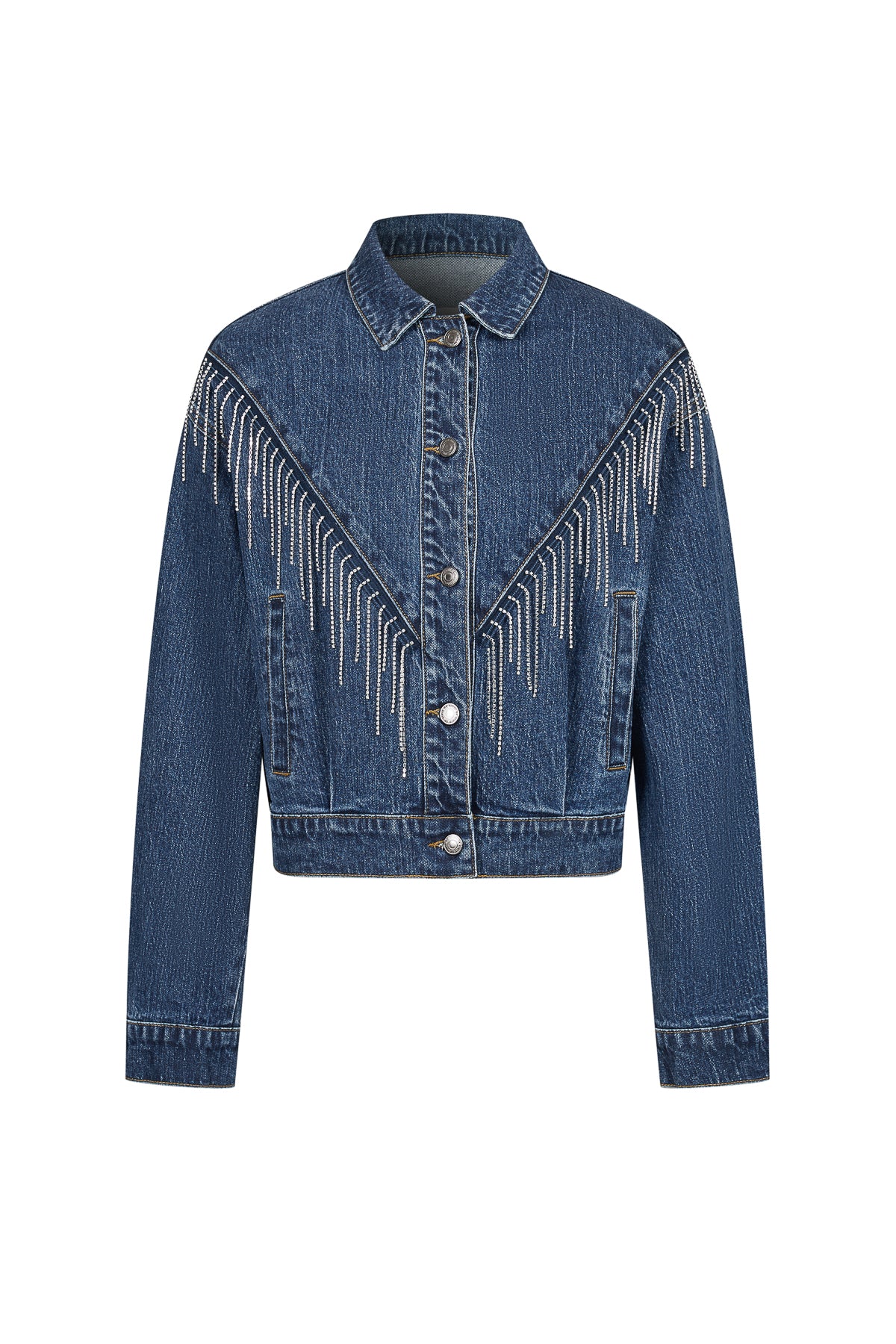 Embellished Fringe Detail Denim Jacket