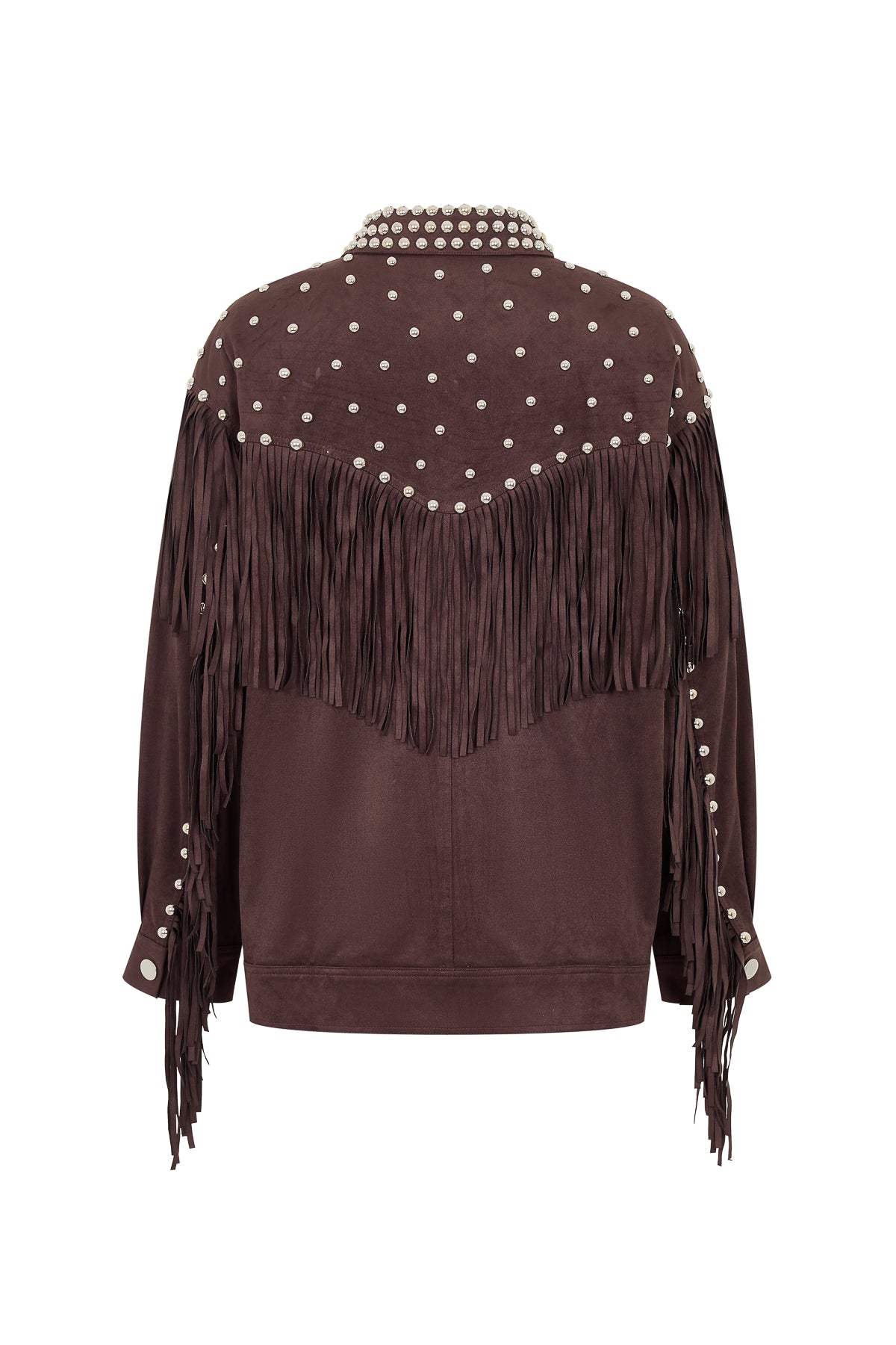 Stud & Fringe Detail Suede Jacket