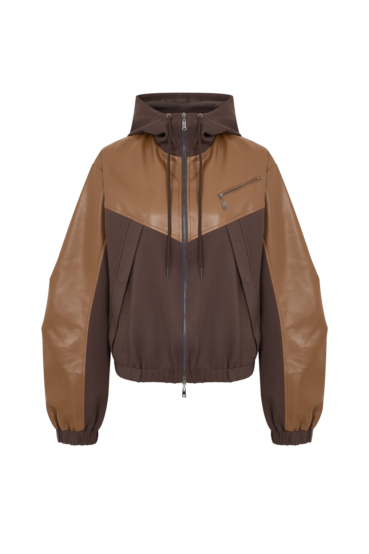 Knit Pu Mix Bomber Jacket