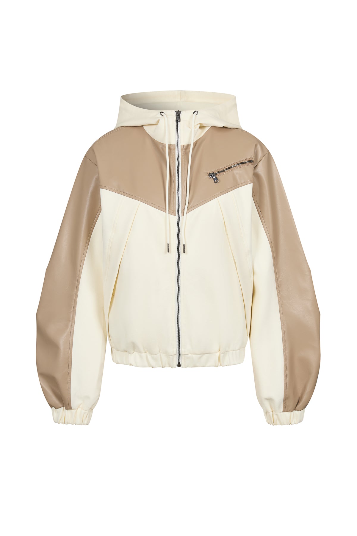 Knit Pu Mix Bomber Jacket