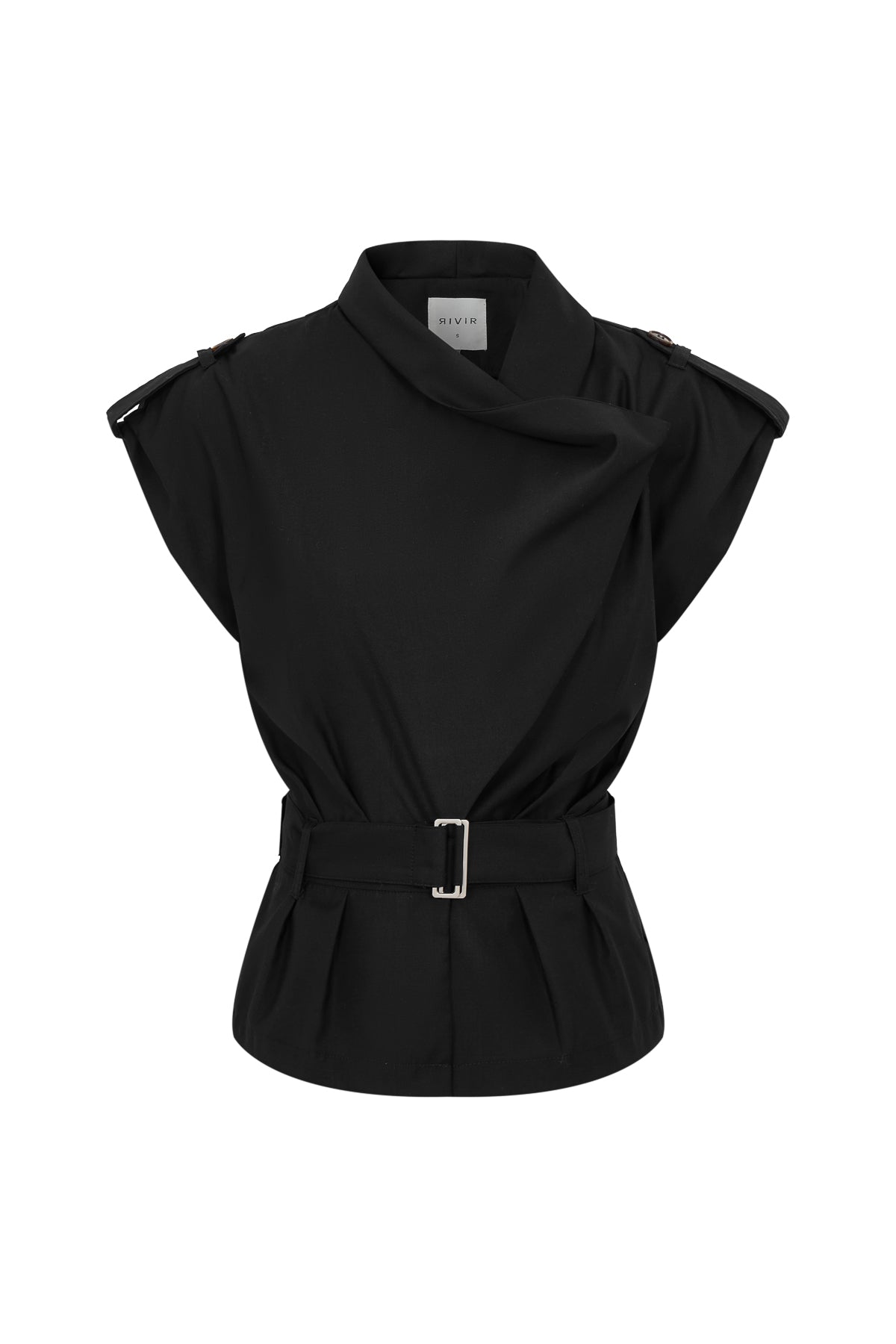 Woven Safari Draped Sleeveless Jacket