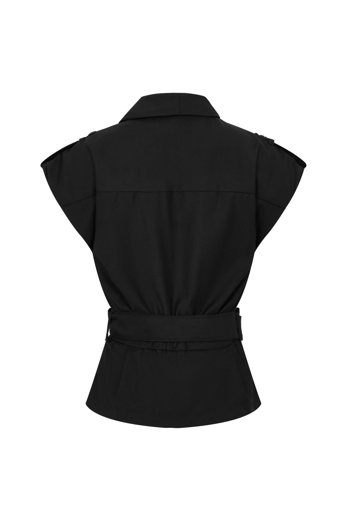 Woven Safari Draped Sleeveless Jacket