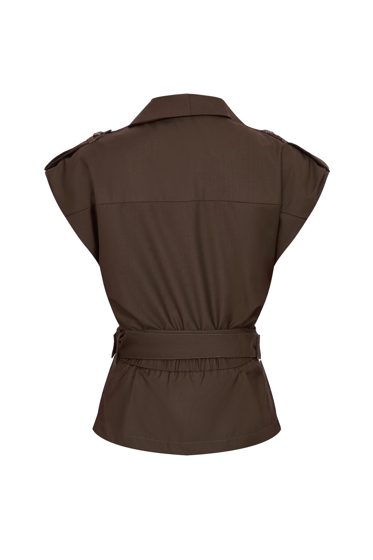 Woven Safari Draped Sleeveless Jacket