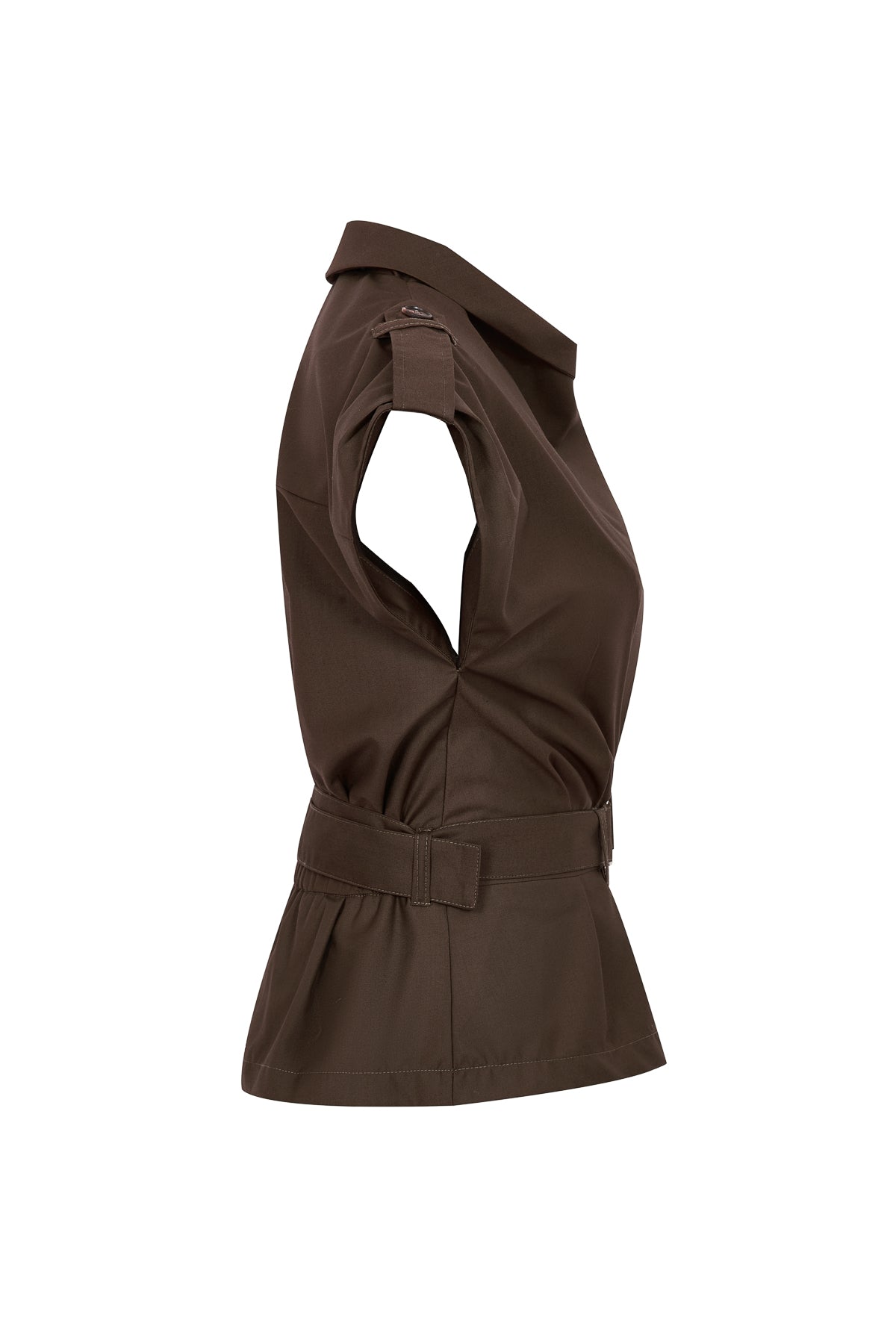 Woven Safari Draped Sleeveless Jacket