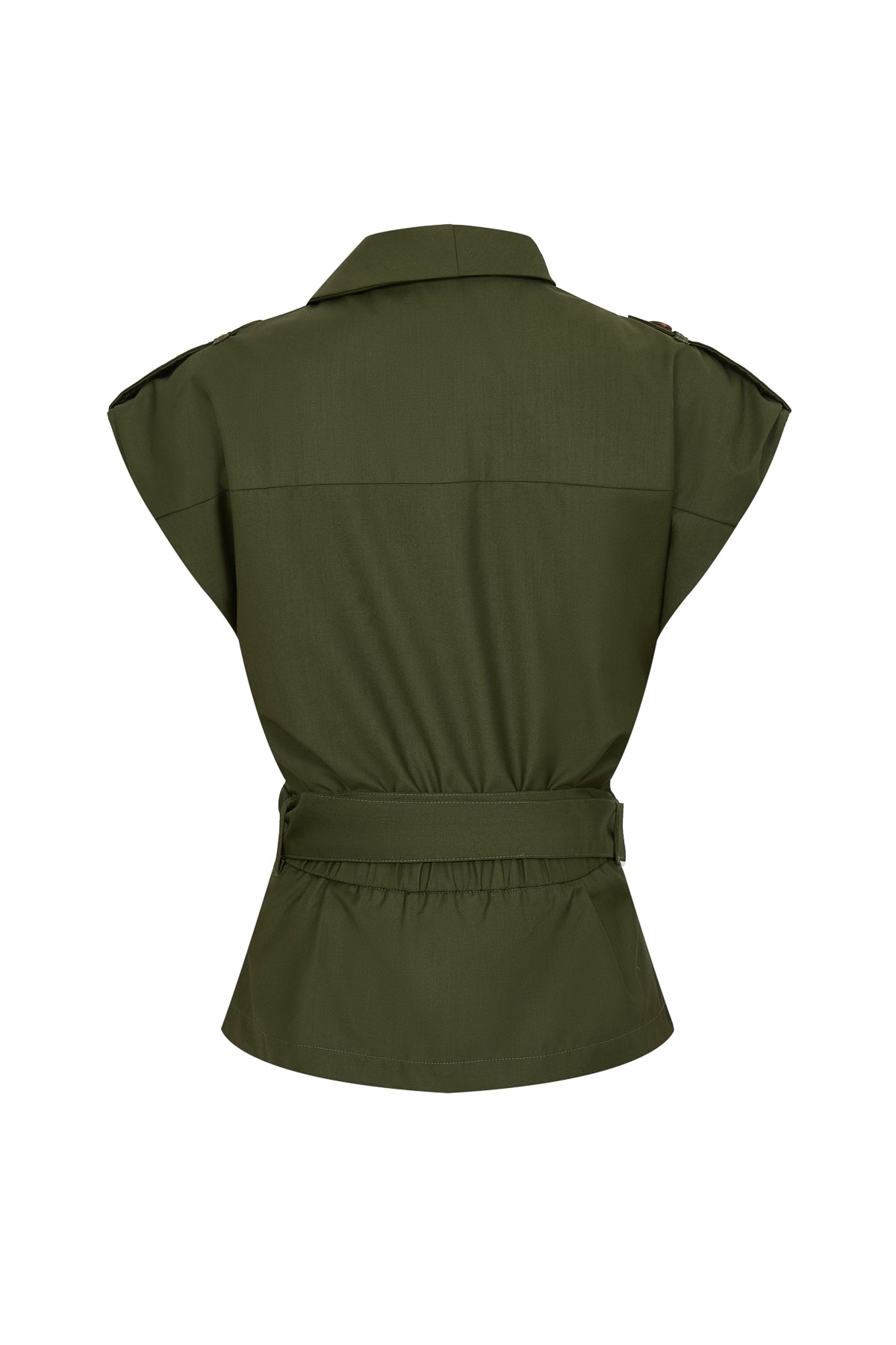 Woven Safari Draped Sleeveless Jacket