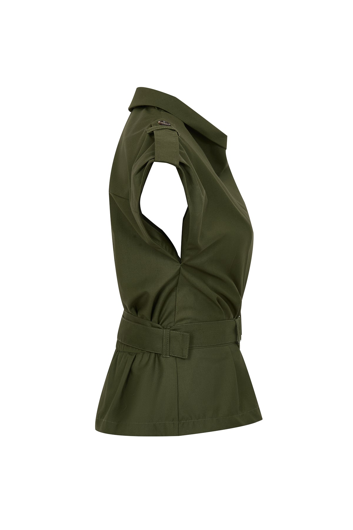 Woven Safari Draped Sleeveless Jacket