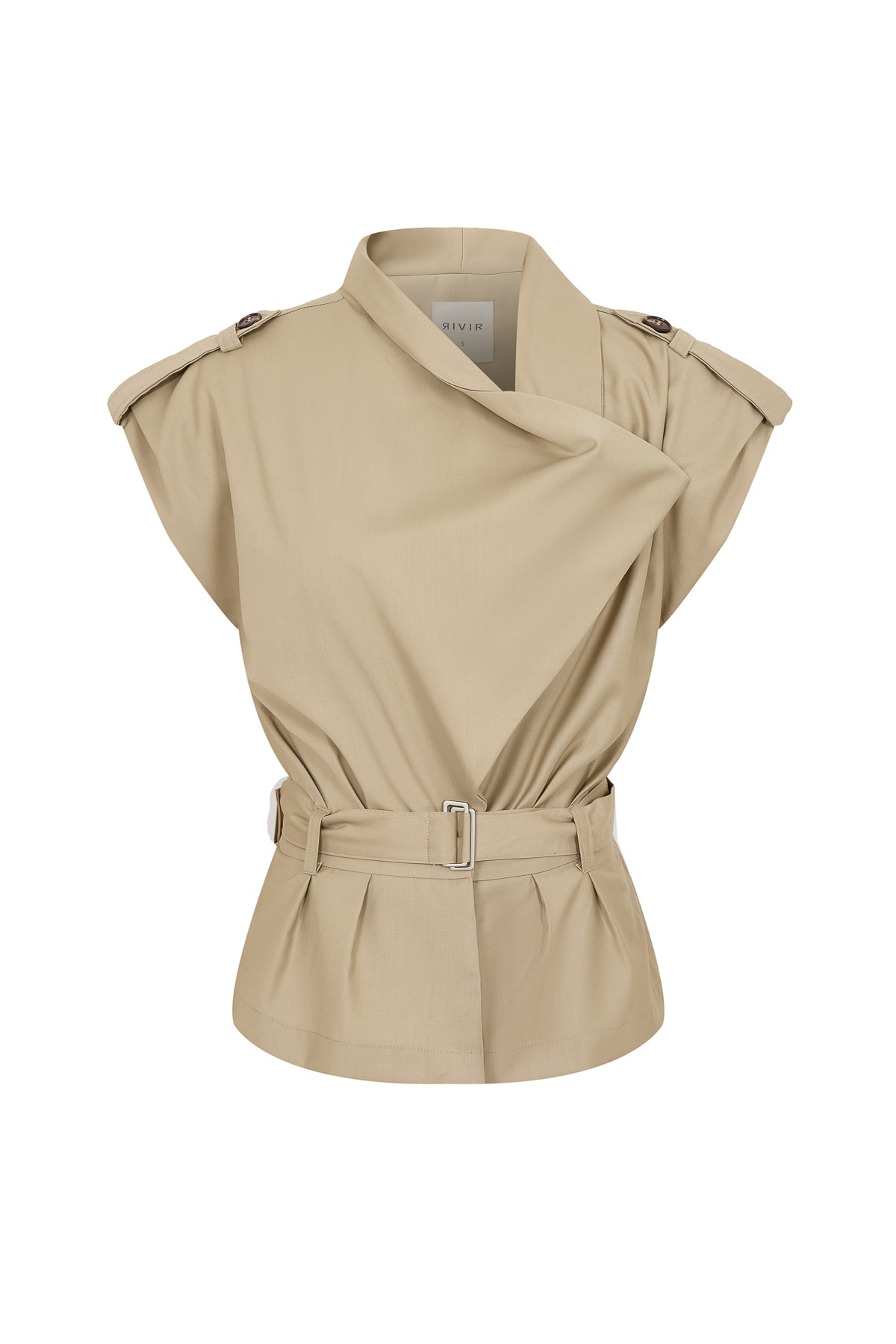 Woven Safari Draped Sleeveless Jacket