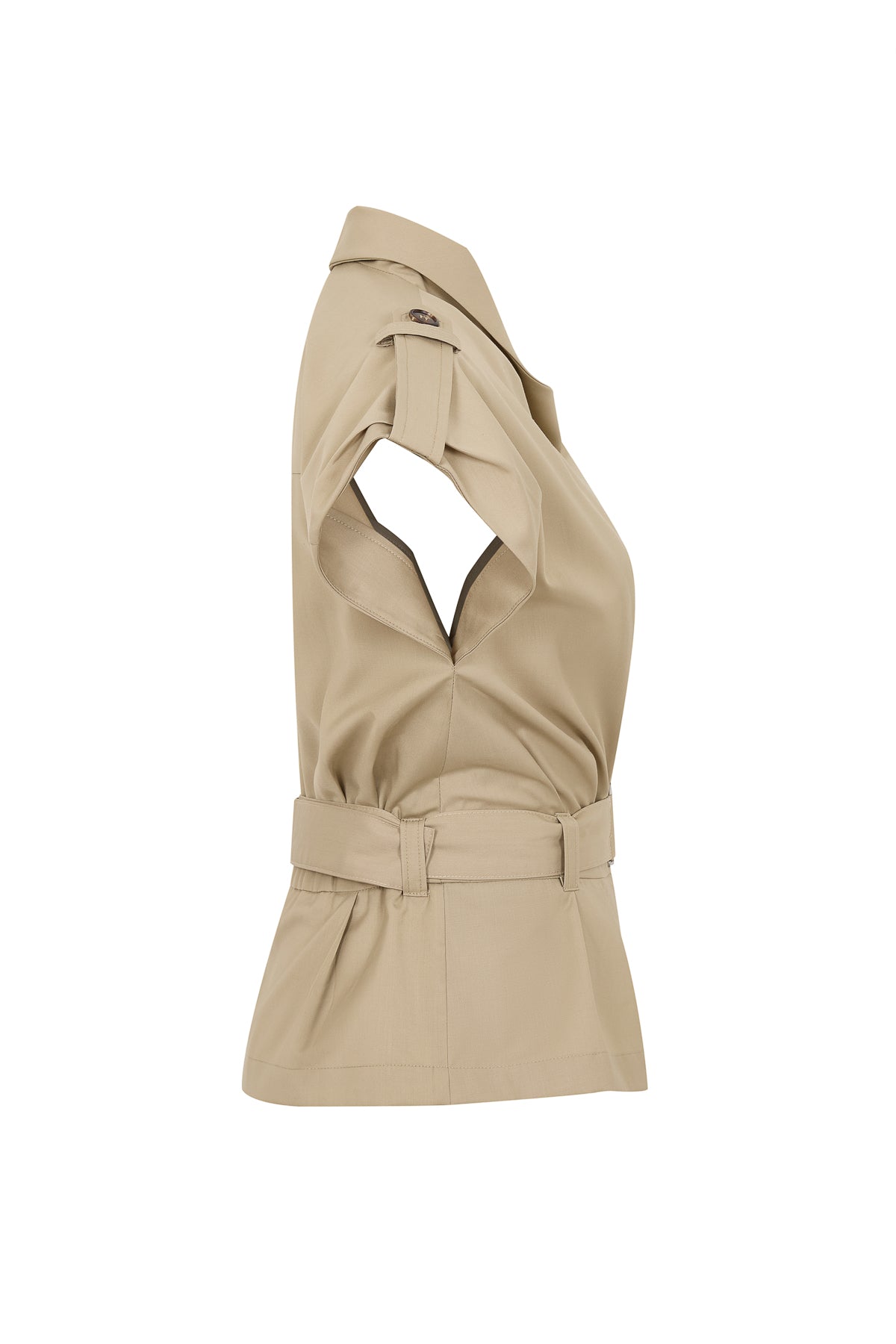 Woven Safari Draped Sleeveless Jacket