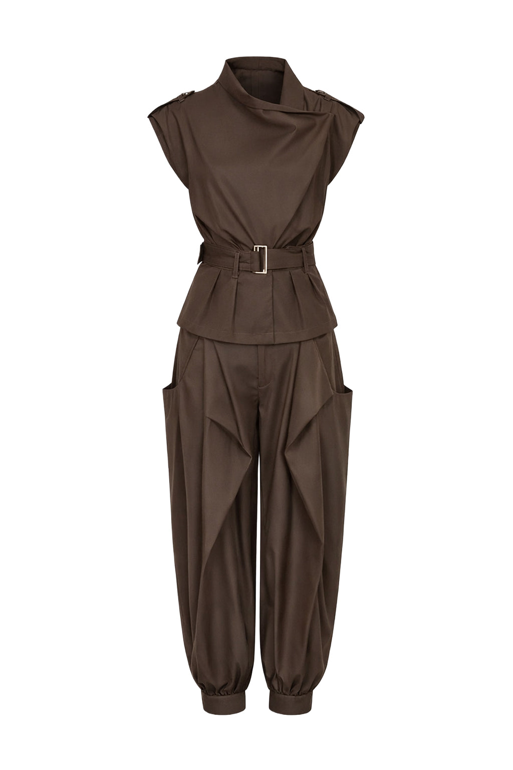 Woven Safari Draped Balloon Pants