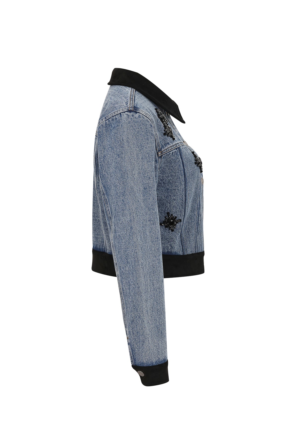 Therese Embellished Denim Jacket With Suede Details