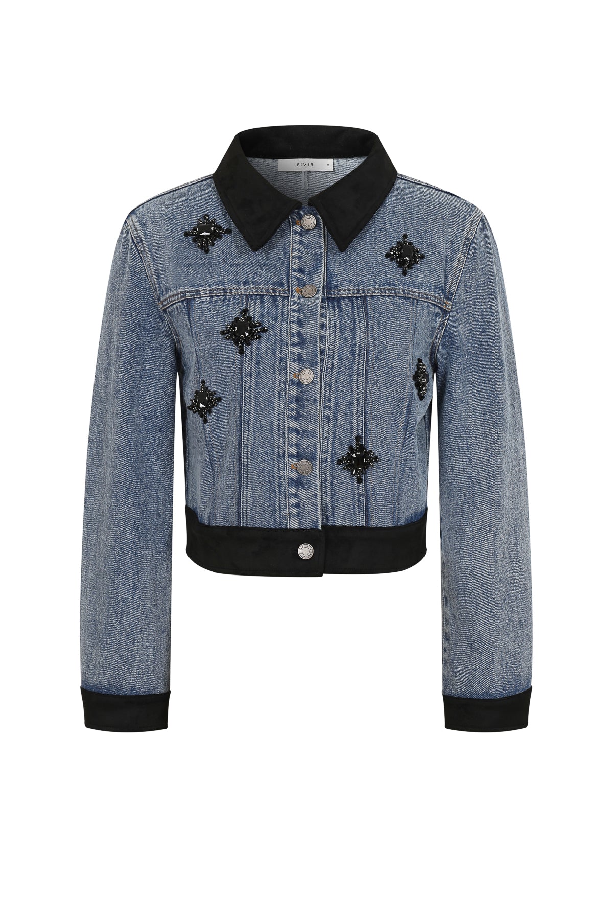 Therese Embellished Denim Jacket With Suede Details