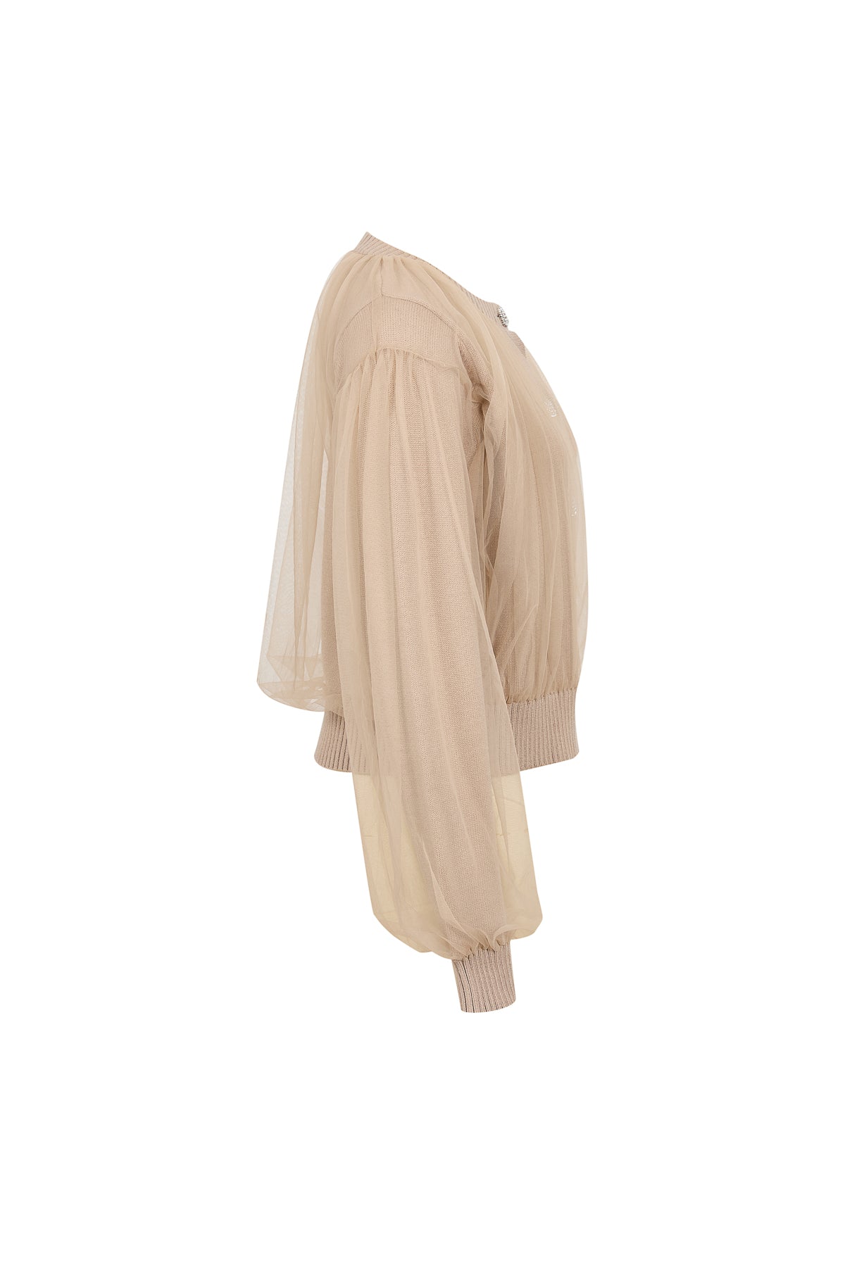 Marielle Crew-Neck Tulle Cardigan