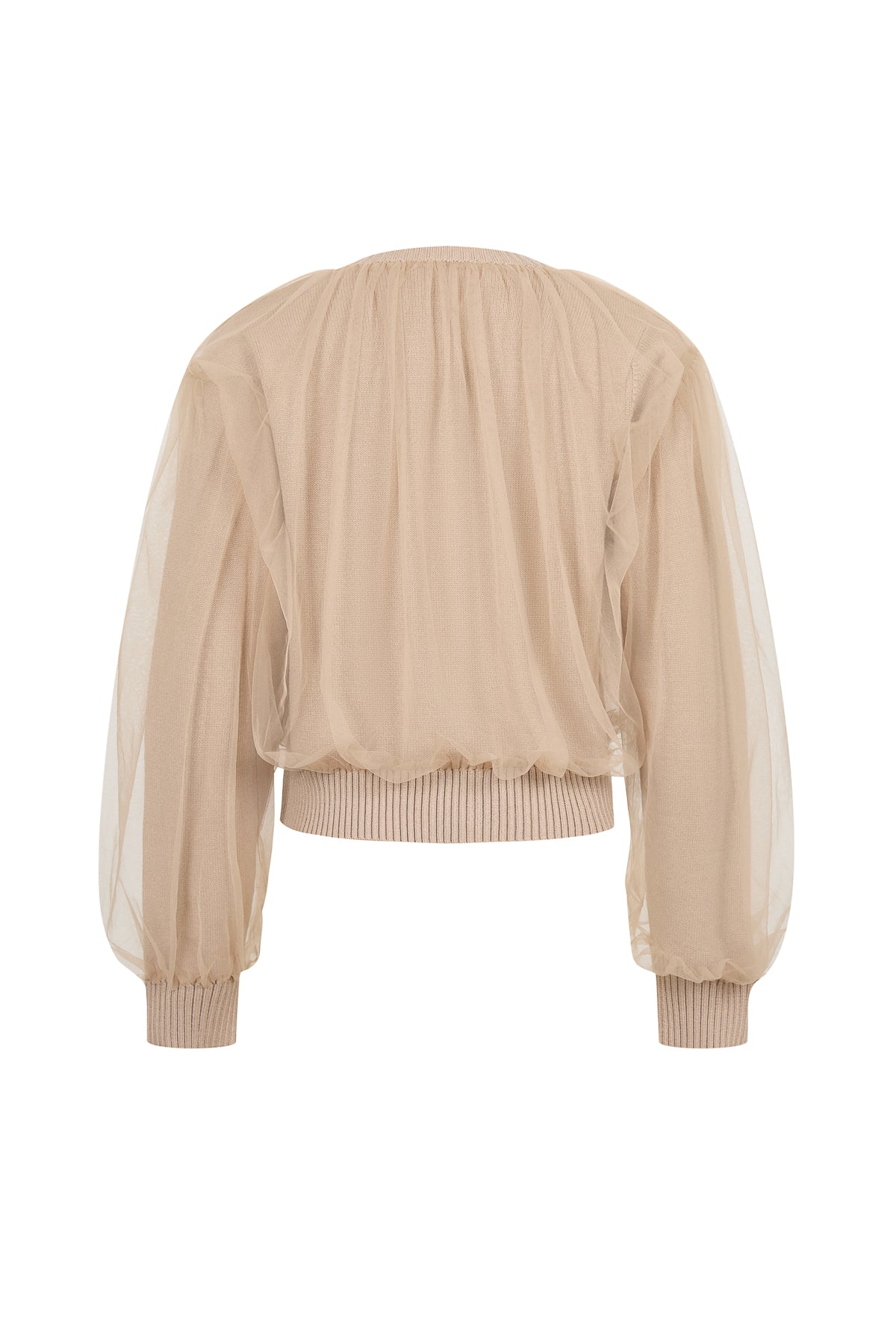 Marielle Crew-Neck Tulle Cardigan