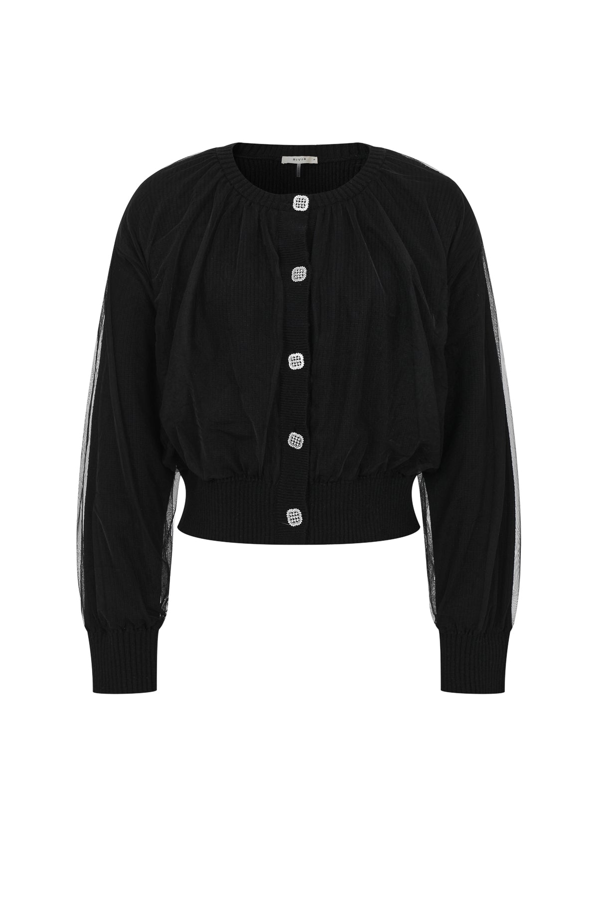 Marielle Crew-Neck Tulle Cardigan