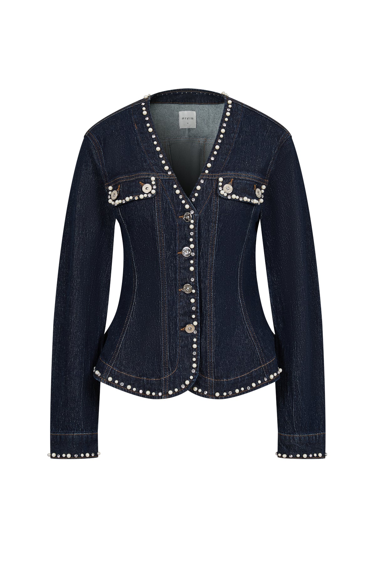 Aurelie Denim Studded Peplum Jacket