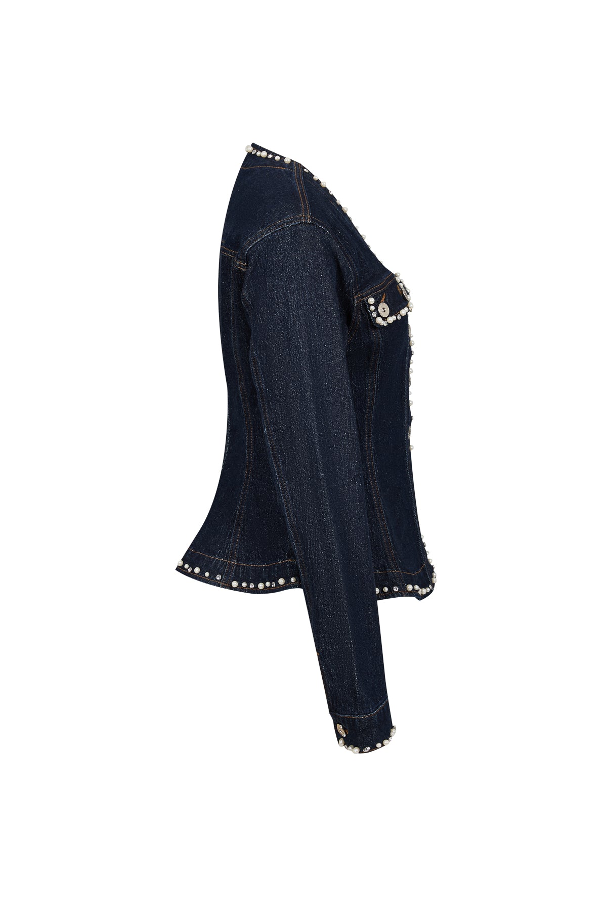 Aurelie Denim Studded Peplum Jacket