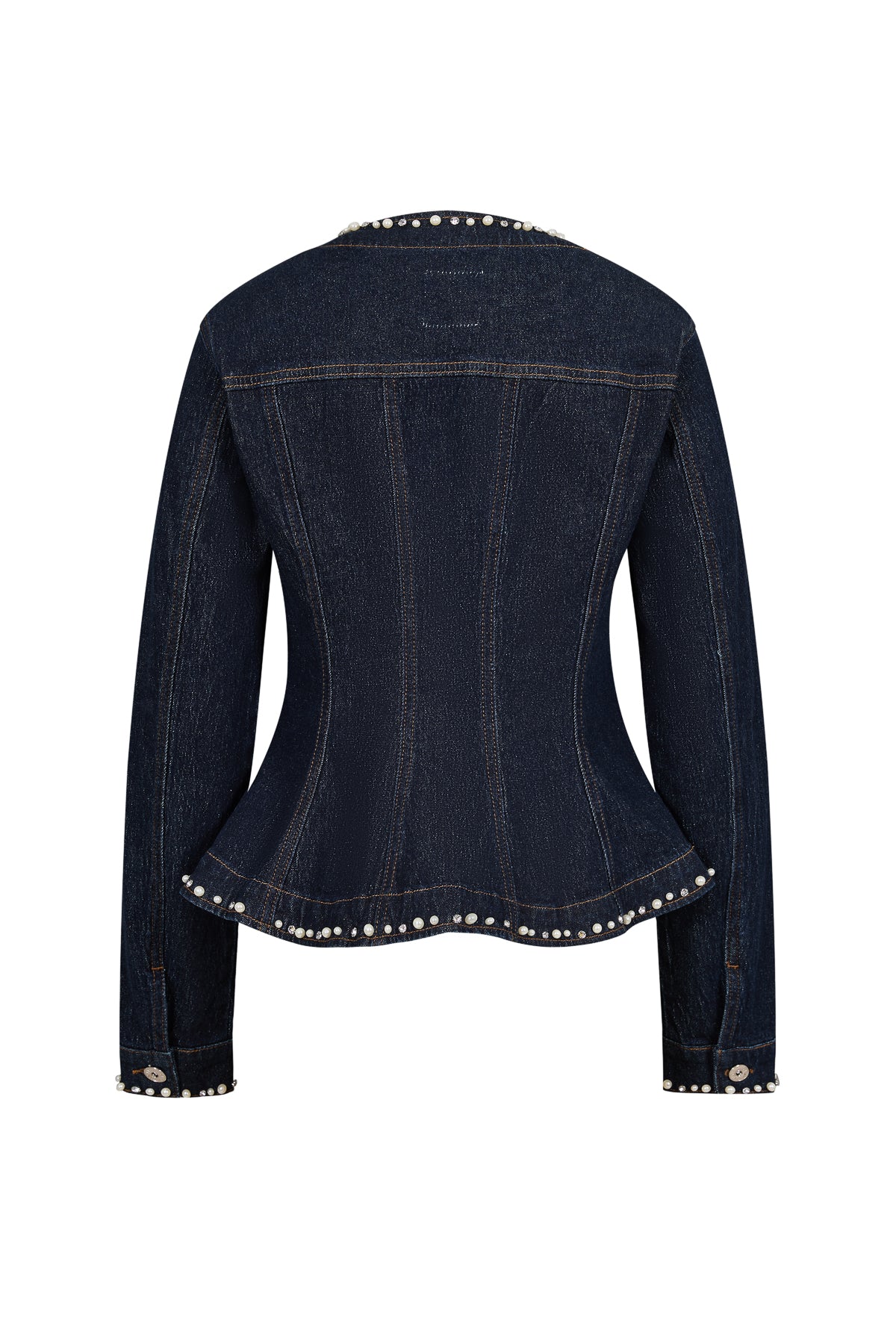 Aurelie Denim Studded Peplum Jacket