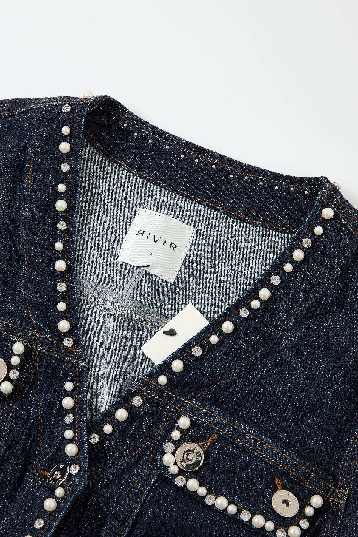Aurelie Denim Studded Peplum Jacket