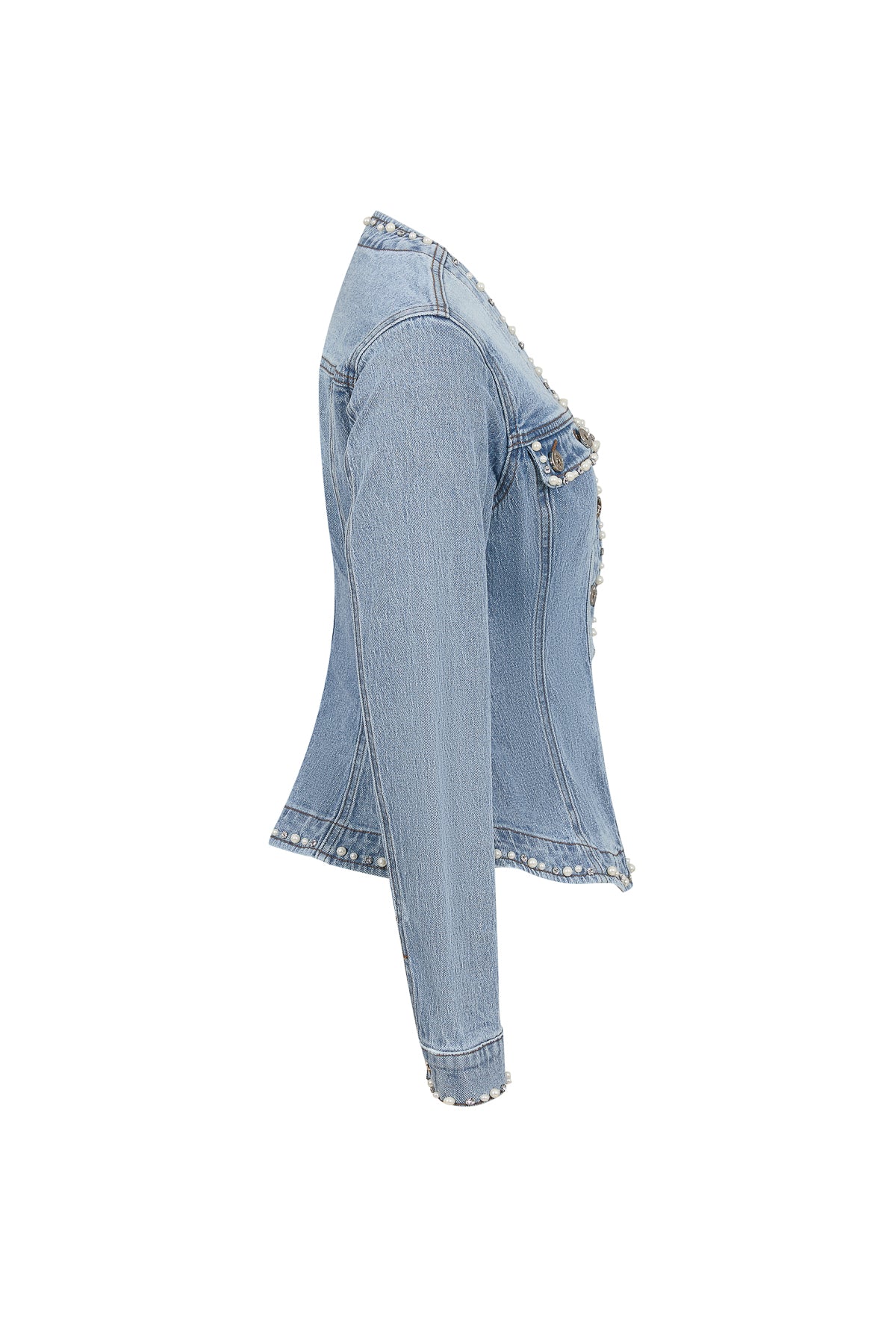 Aurelie Denim Studded Peplum Jacket