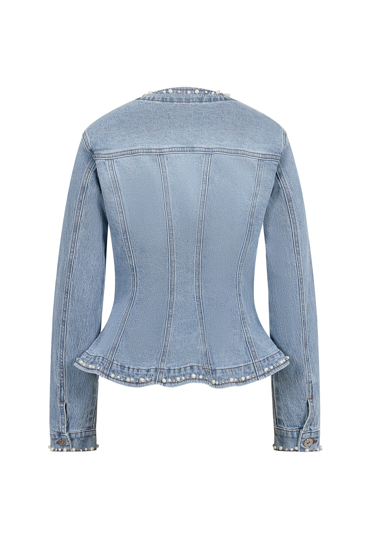 Aurelie Denim Studded Peplum Jacket