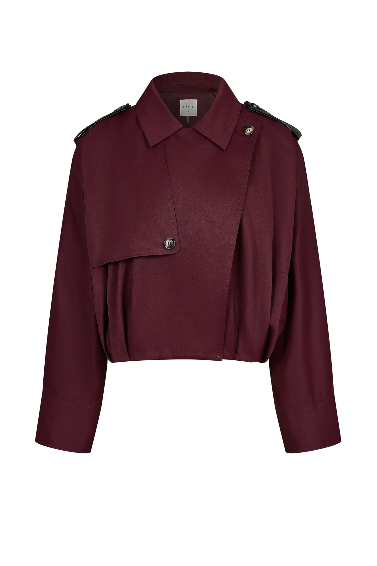 Axelle Woven Bubble Hem Trench Jacket with PU Epaullettes