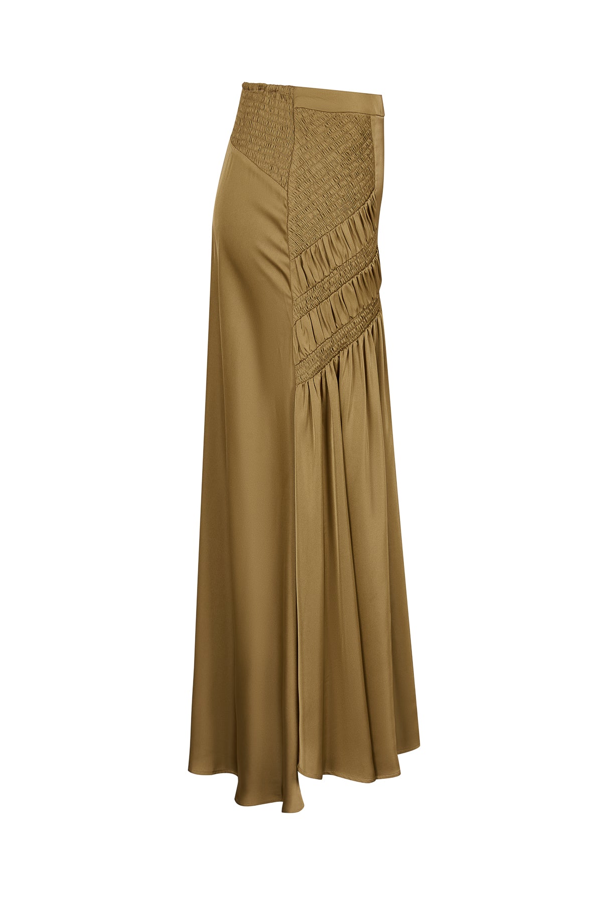Smocking Detail Maxi Satin Skirt