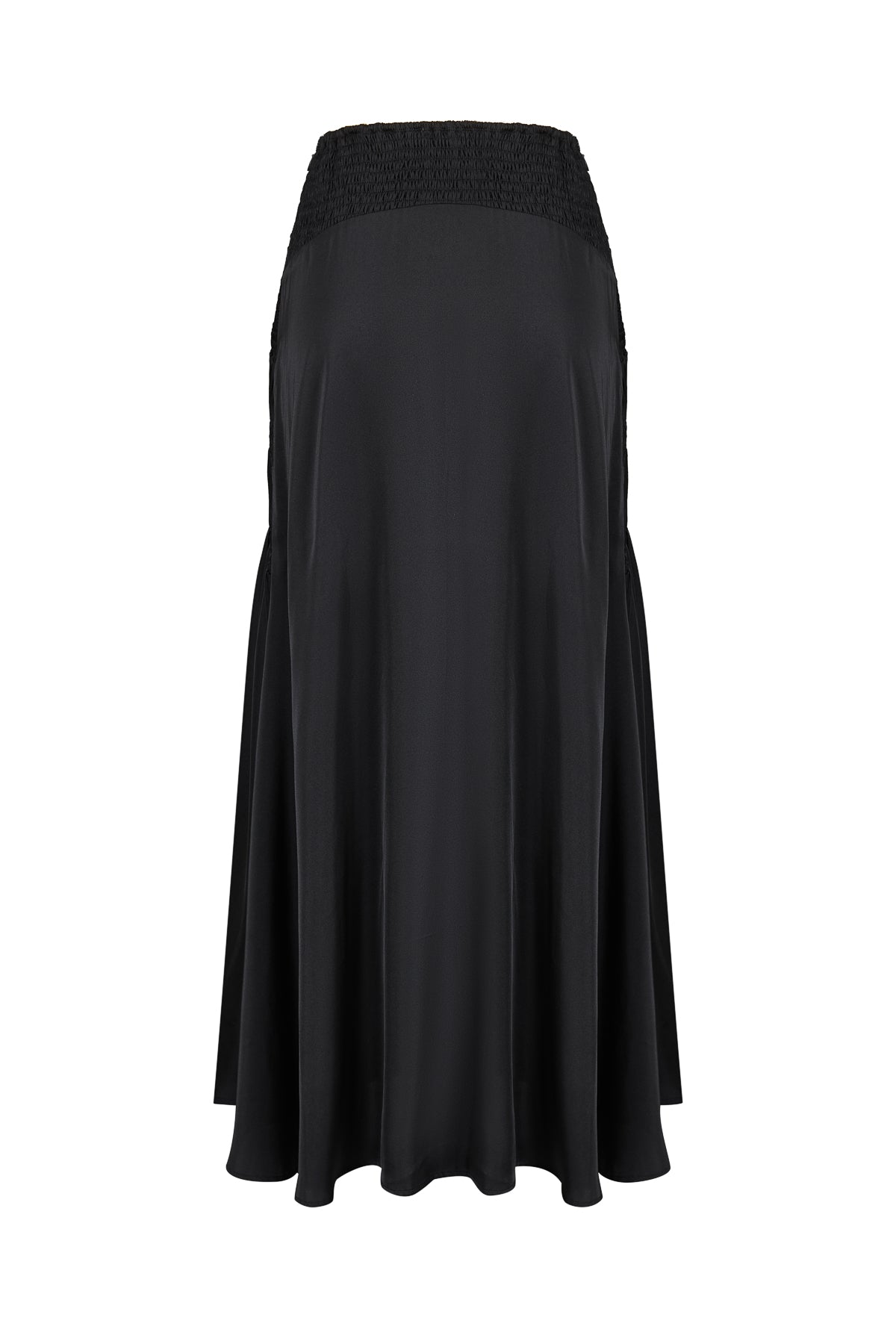 Smocking Detail Maxi Satin Skirt