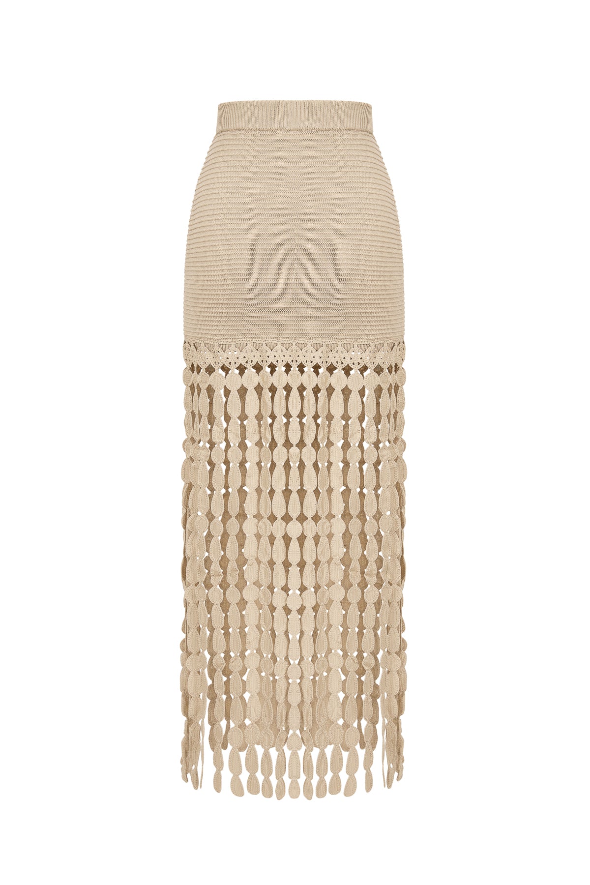 Knit Skirt with Fringe Detail