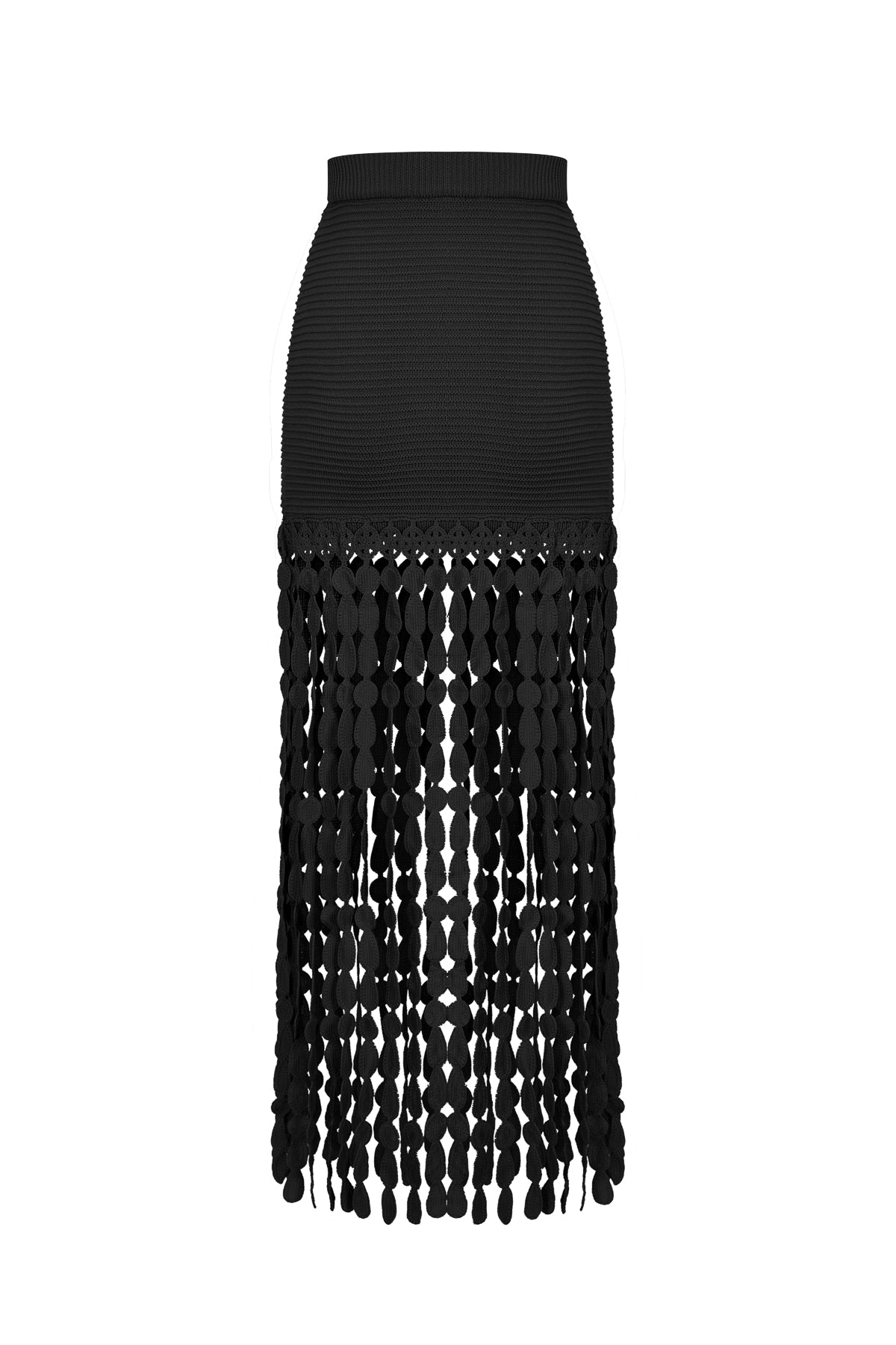 Knit Skirt with Fringe Detail
