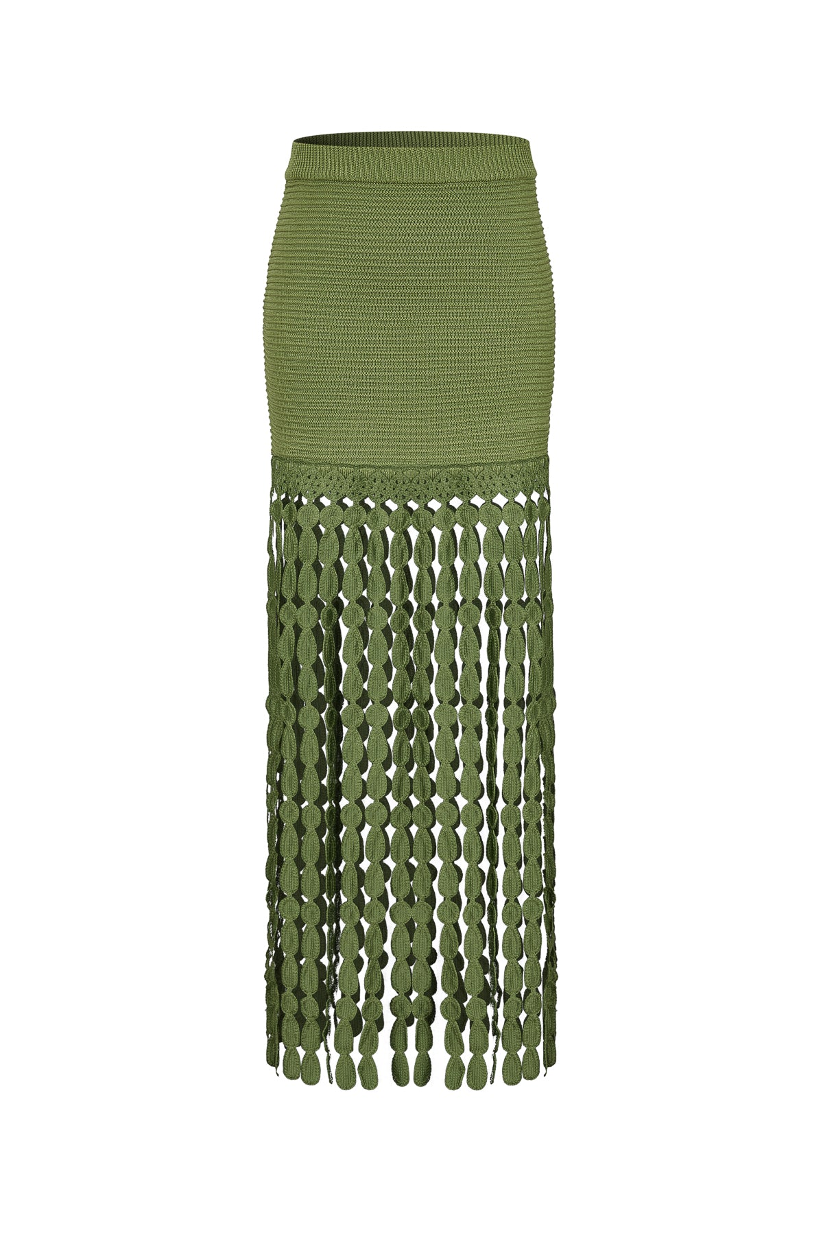 Knit Skirt with Fringe Detail