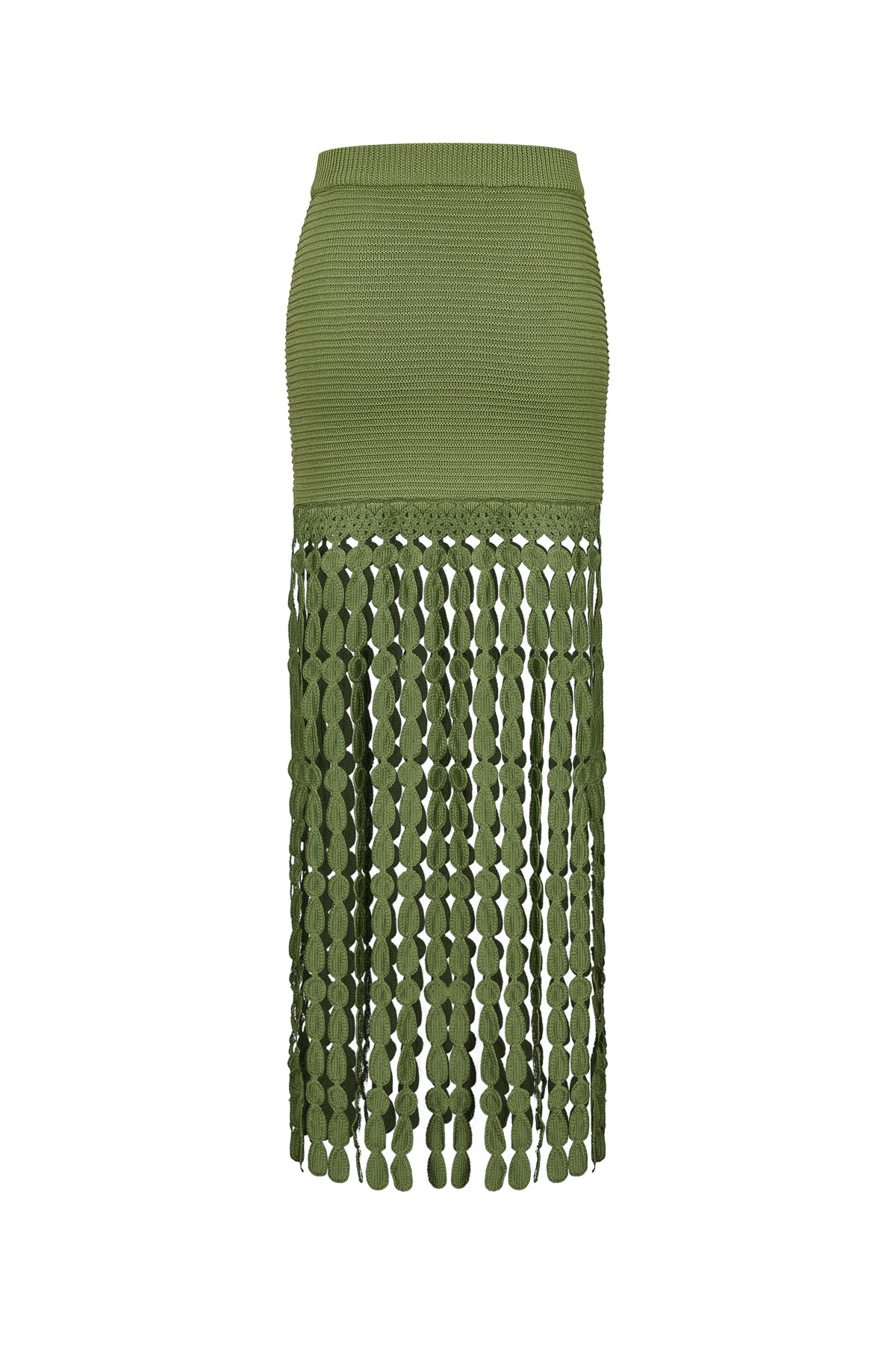 Knit Skirt with Fringe Detail