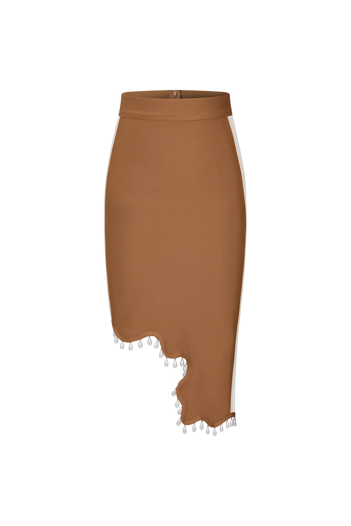 Wavy Fringe Asymmetric Midi Skirt