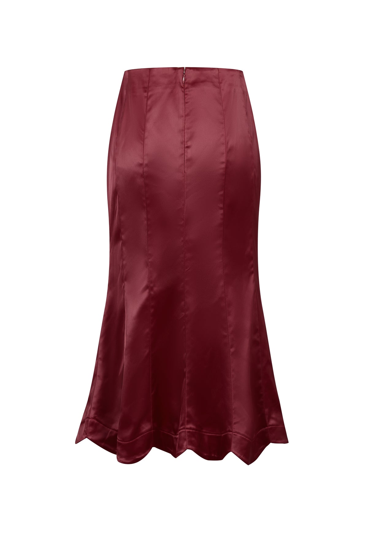 Scalloped Hem Midi Skirt