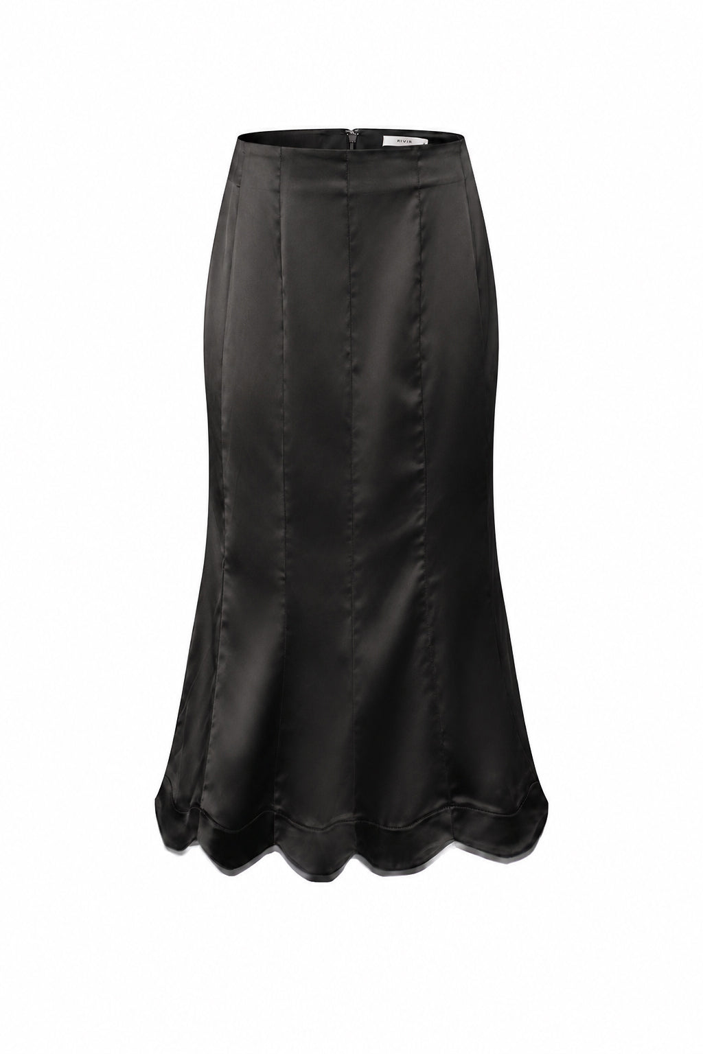 Scalloped Hem Midi Skirt