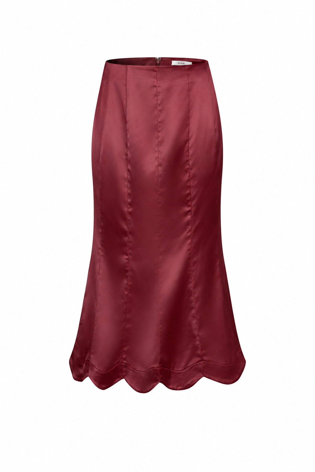Scalloped Hem Midi Skirt