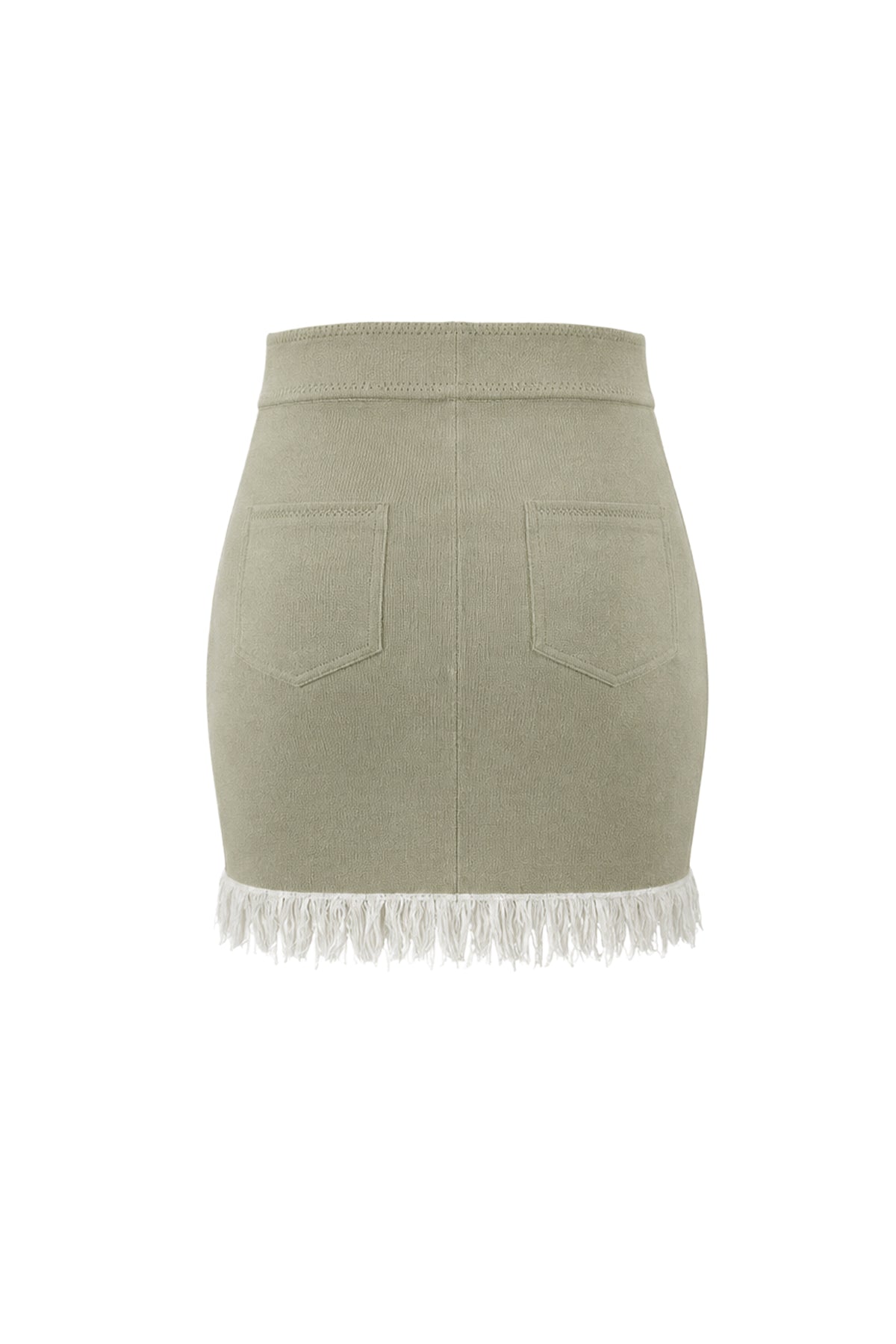 Knit Mini Skirt with Fringe