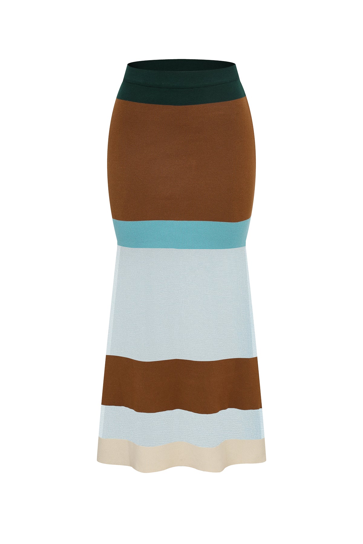Valence Color Block Knit Maxi Skirt With Sheer Contrast