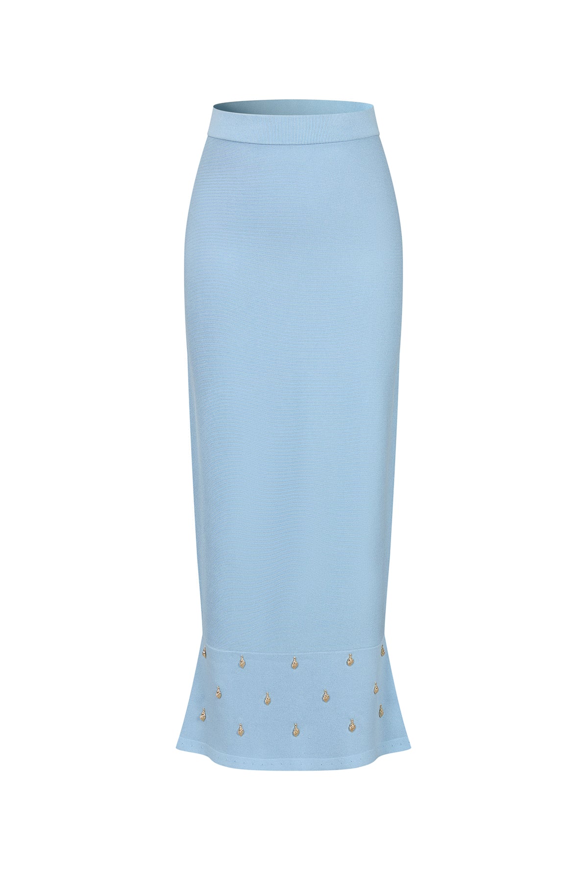 Knit Seashell Embellished Midi Skirt