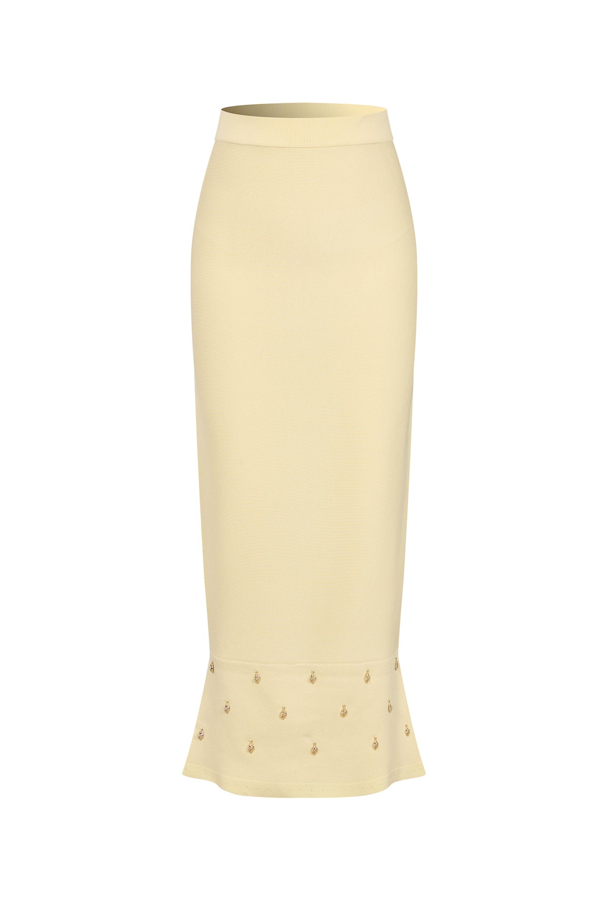 Knit Seashell Embellished Midi Skirt